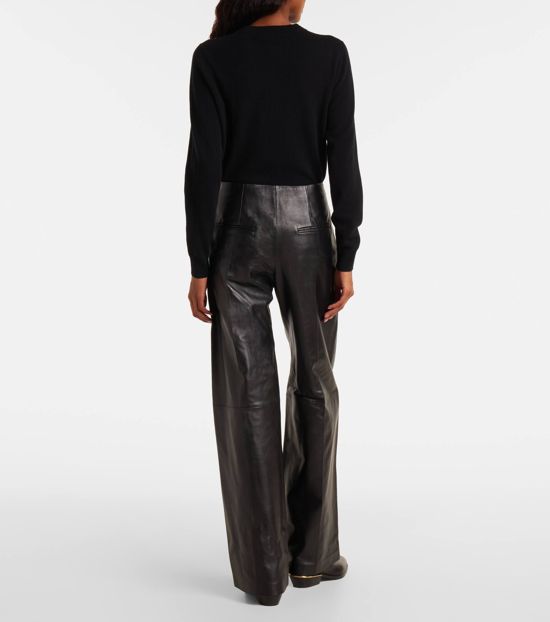 Ciara high-rise leather wide-leg pants - 3