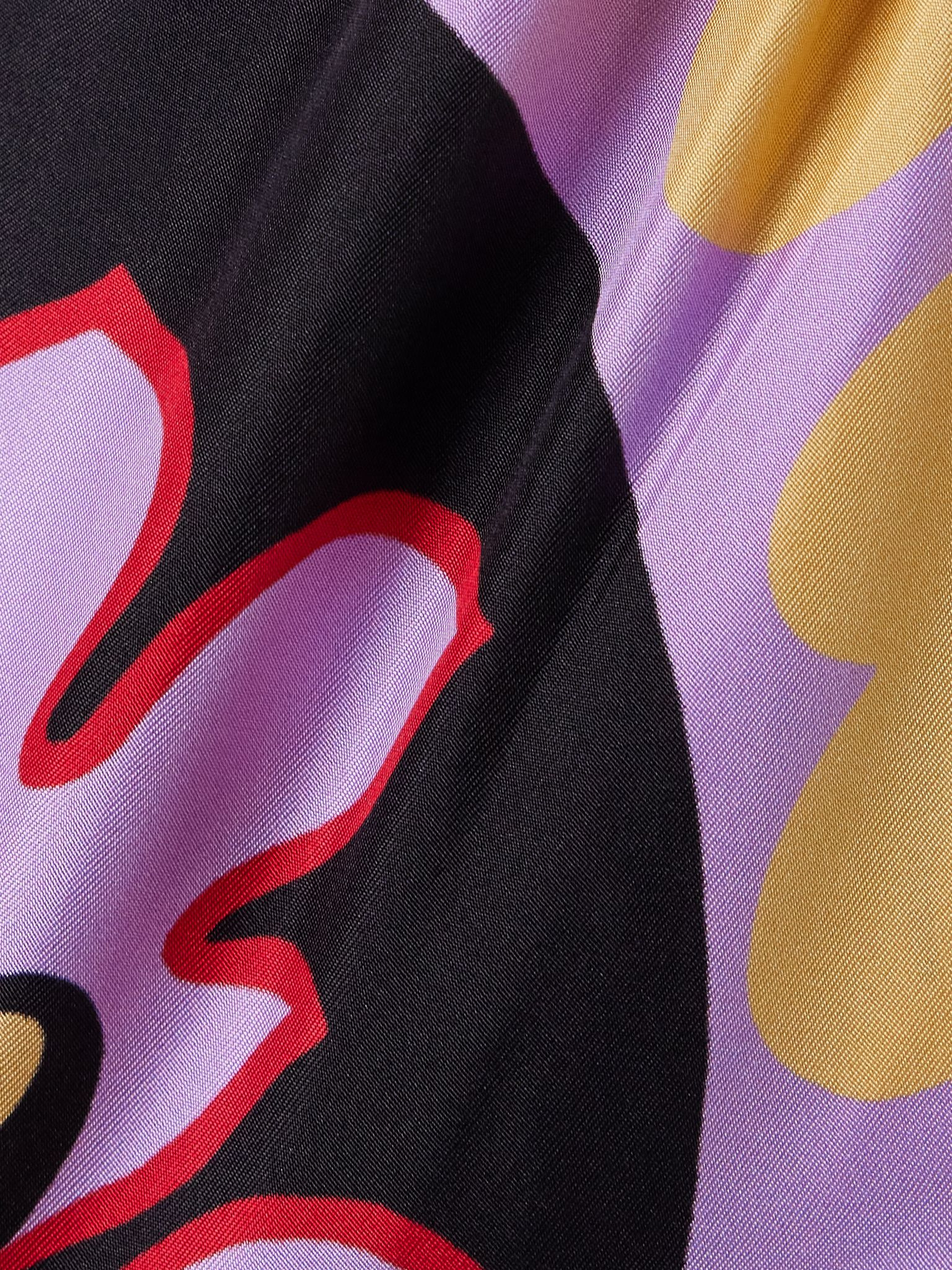 Roy one-shoulder printed silk-twill maxi dress Purple - 4