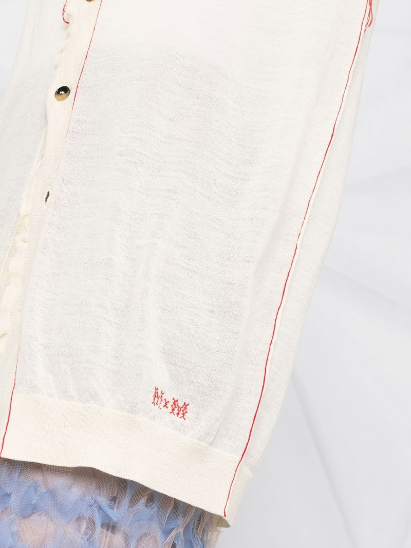 contrast-stitch logo-embroidered cardigan 5