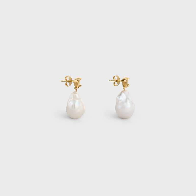 CELINE Baroque Triomphe Earrings in Brass with Gold Finish and Cultured Pearls outlook
