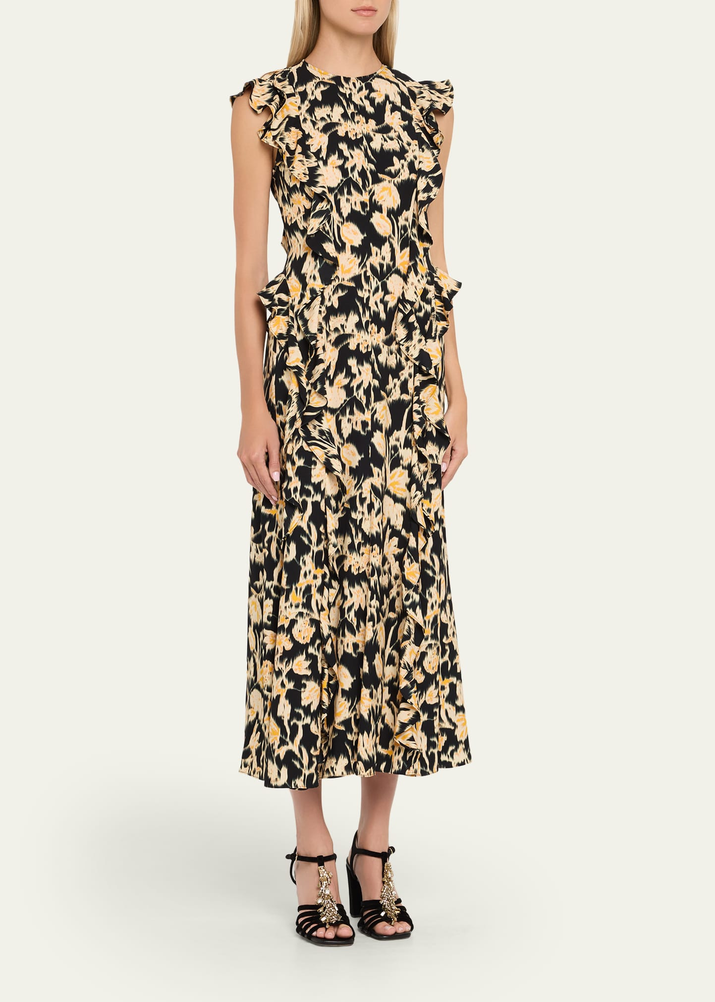 Flo Floral Flutter-Sleeve Midi Dress - 4