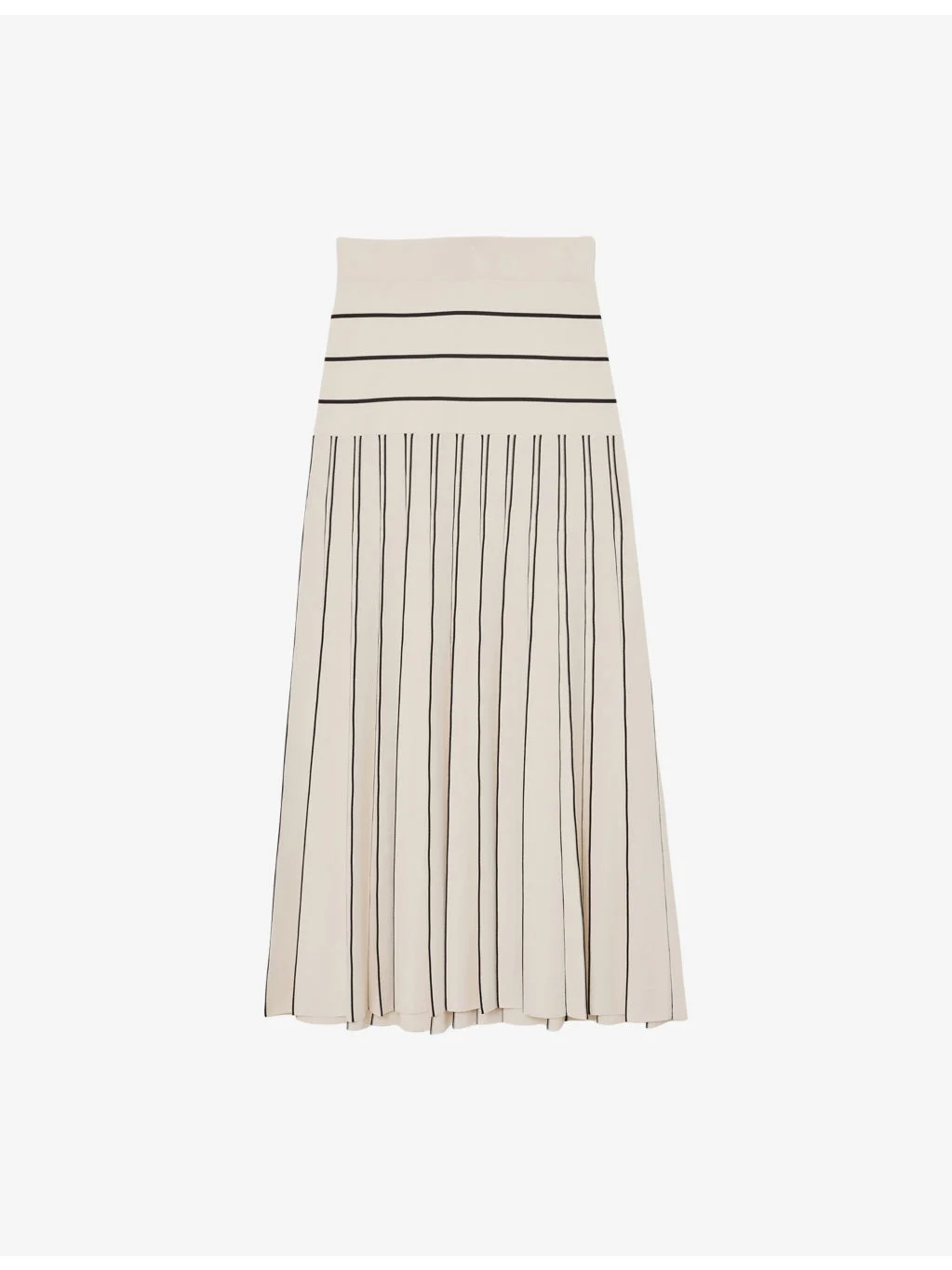Alice Stripe Pleated Knitted Midi Skirt - 1