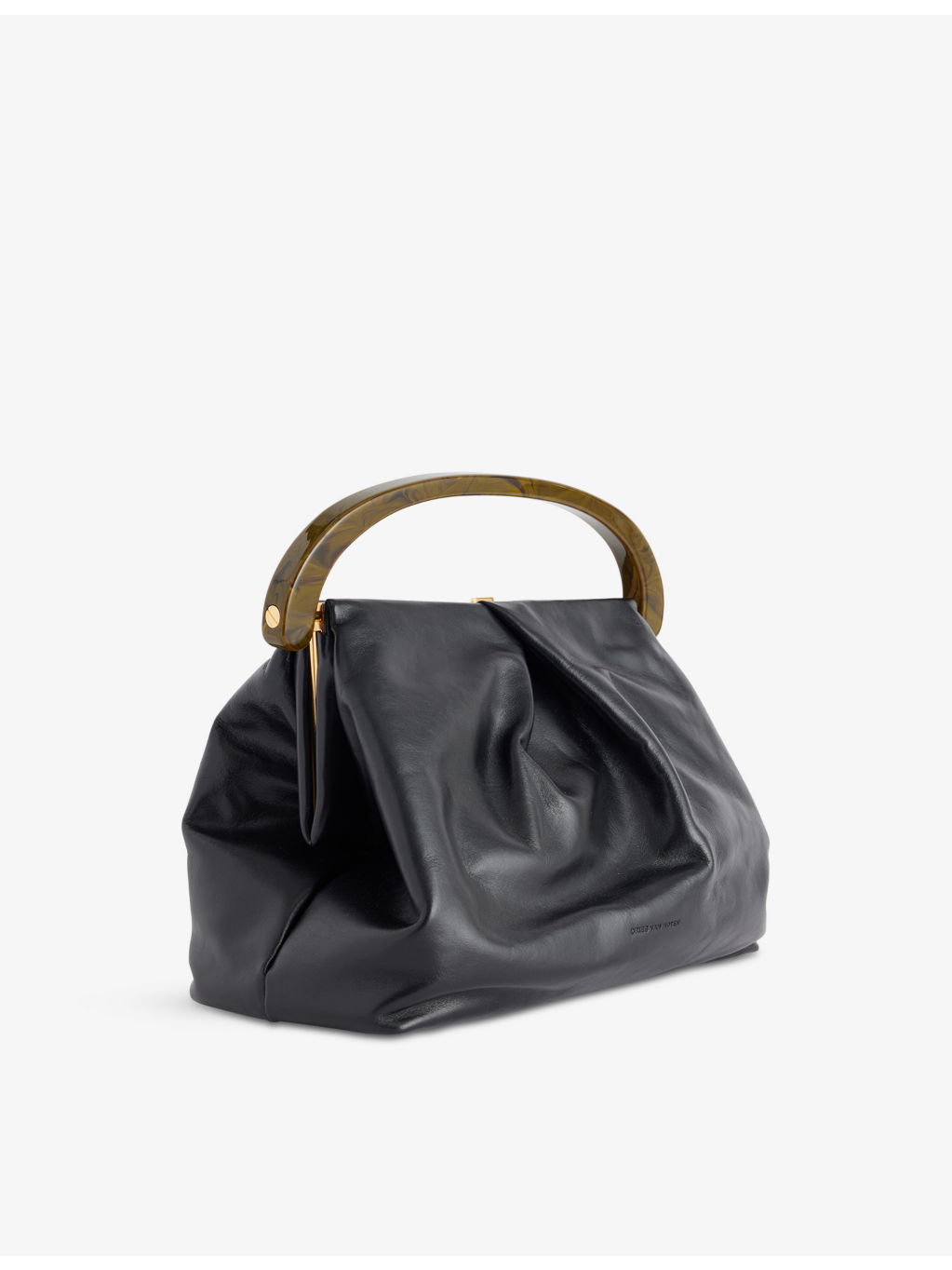 Pleated Leather Top Handle Bag - 5