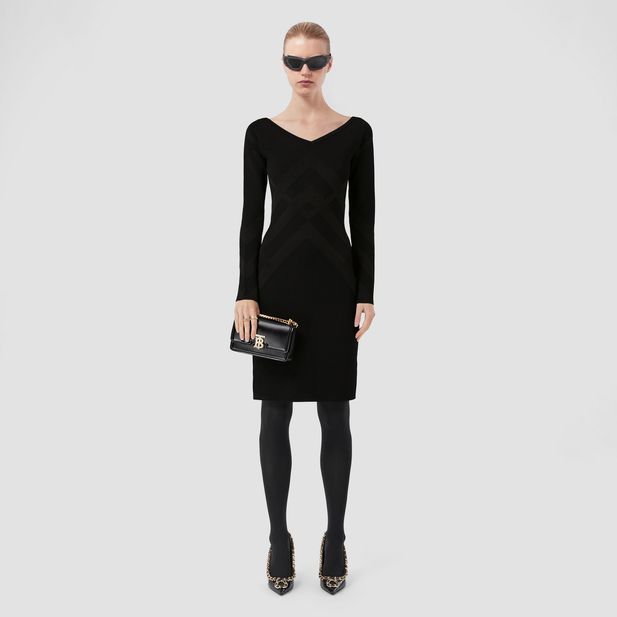 Chevron Check Viscose Blend Jacquard Dress - 4