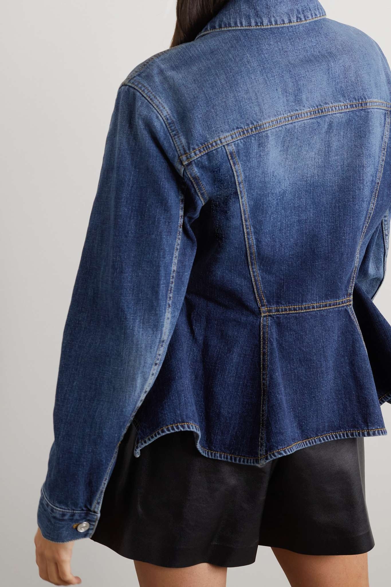 Logo-appliquéd denim peplum jacket - 3