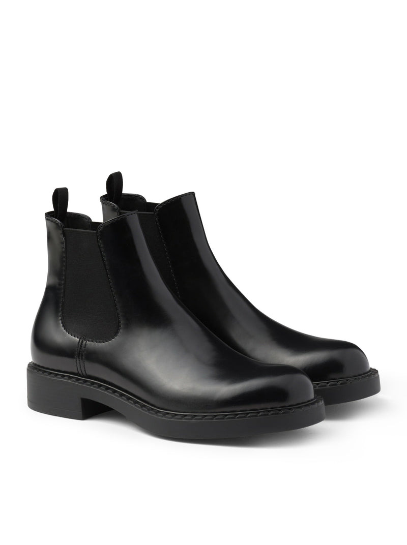 Prada Men Brushed Leather Chelsea Boots - 2