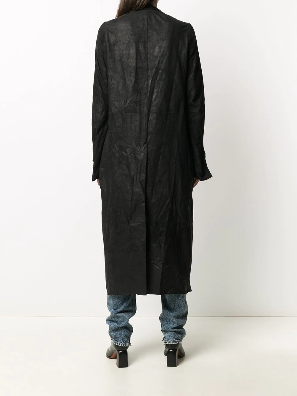 long creased-effect coat - 4