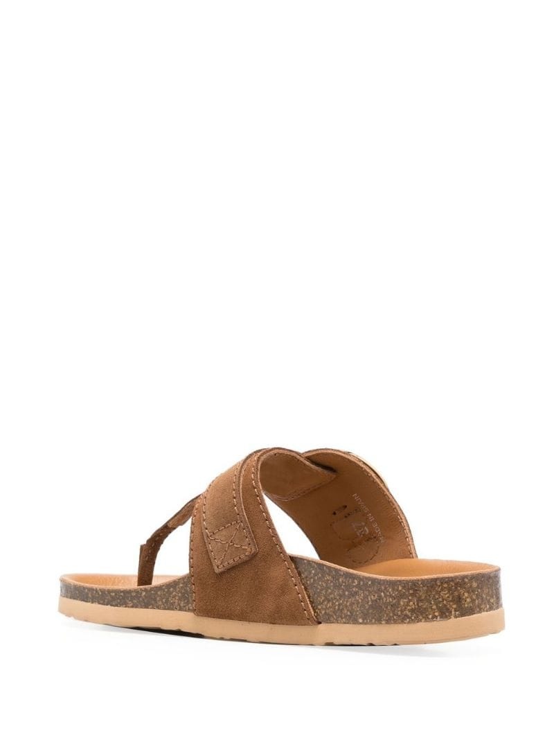 gold-tone plaque suede slides - 5