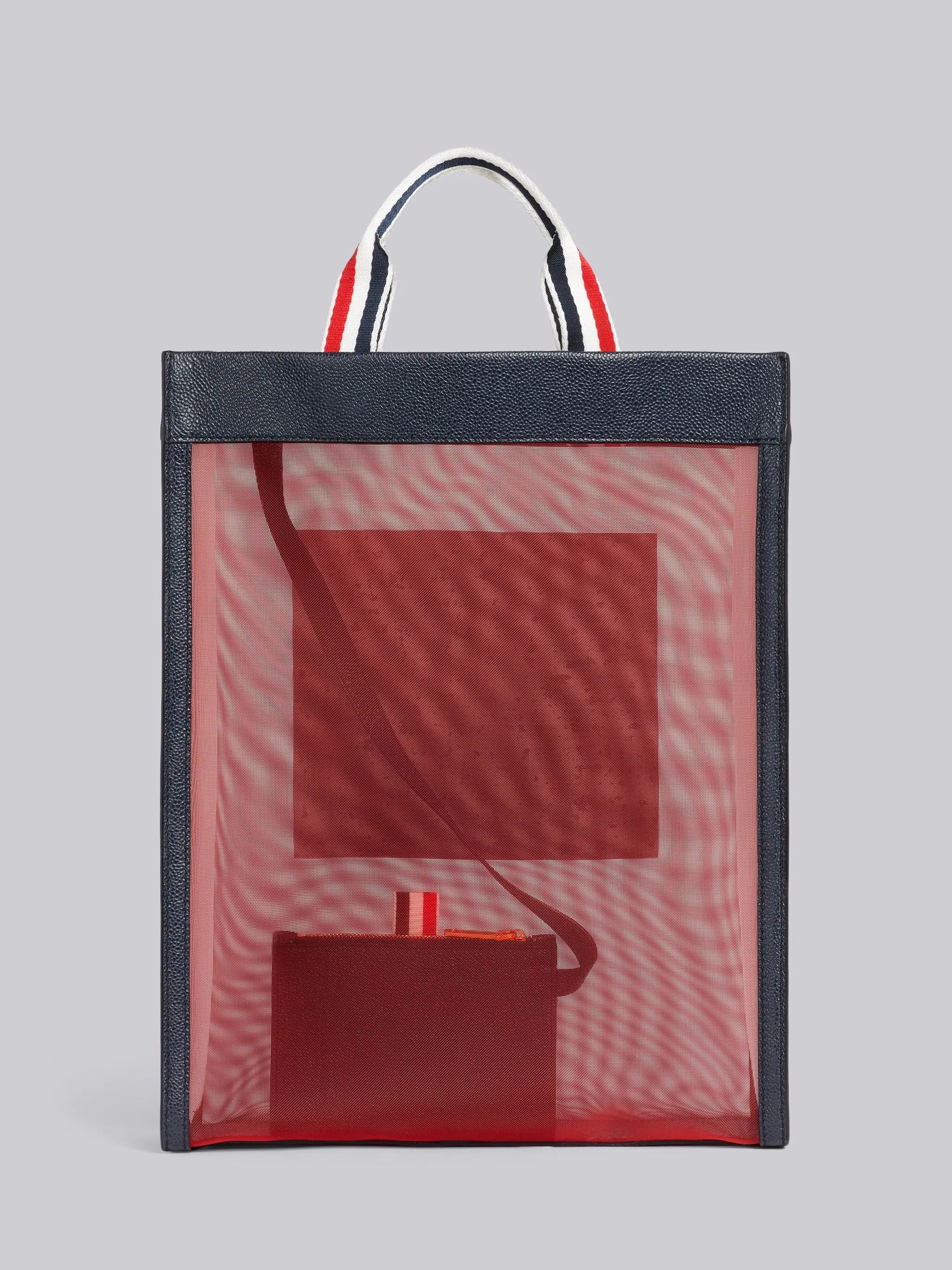 Multicolor Fun-Mix Mesh Paper Label Stripe Handle Vertical Tote - 4