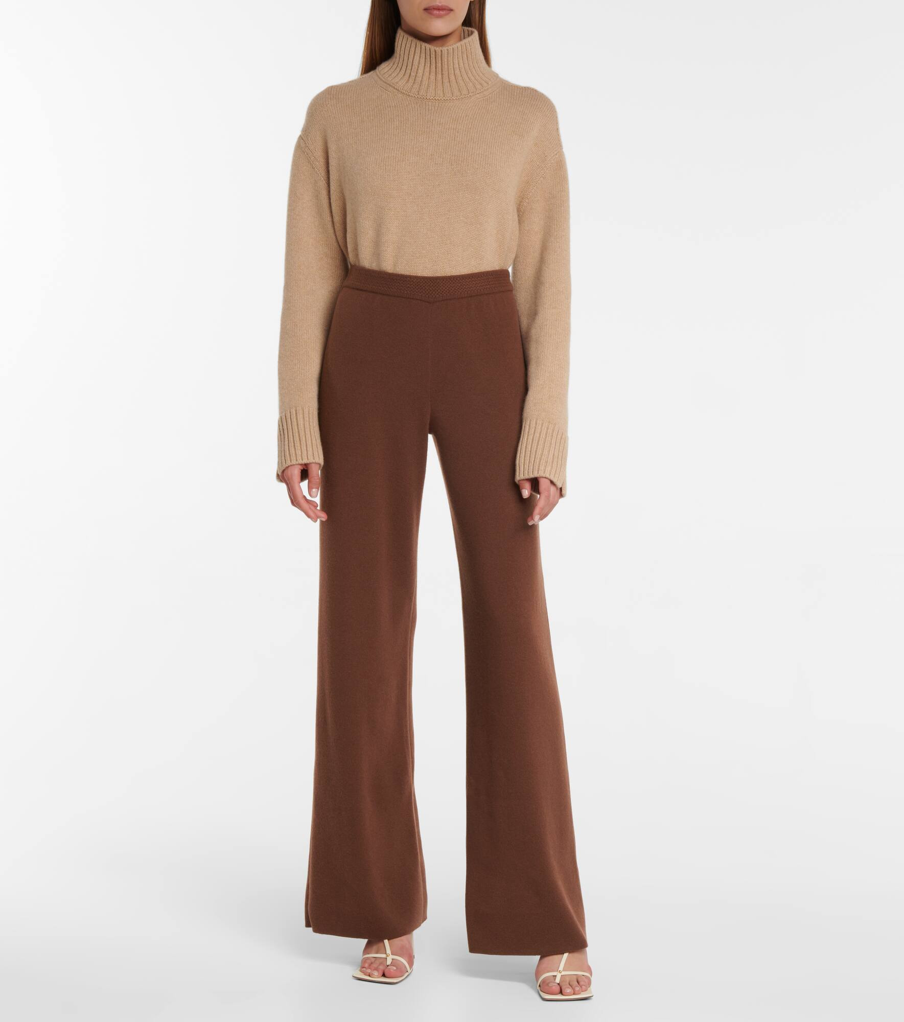 Lex wide-leg cashmere pants - 5