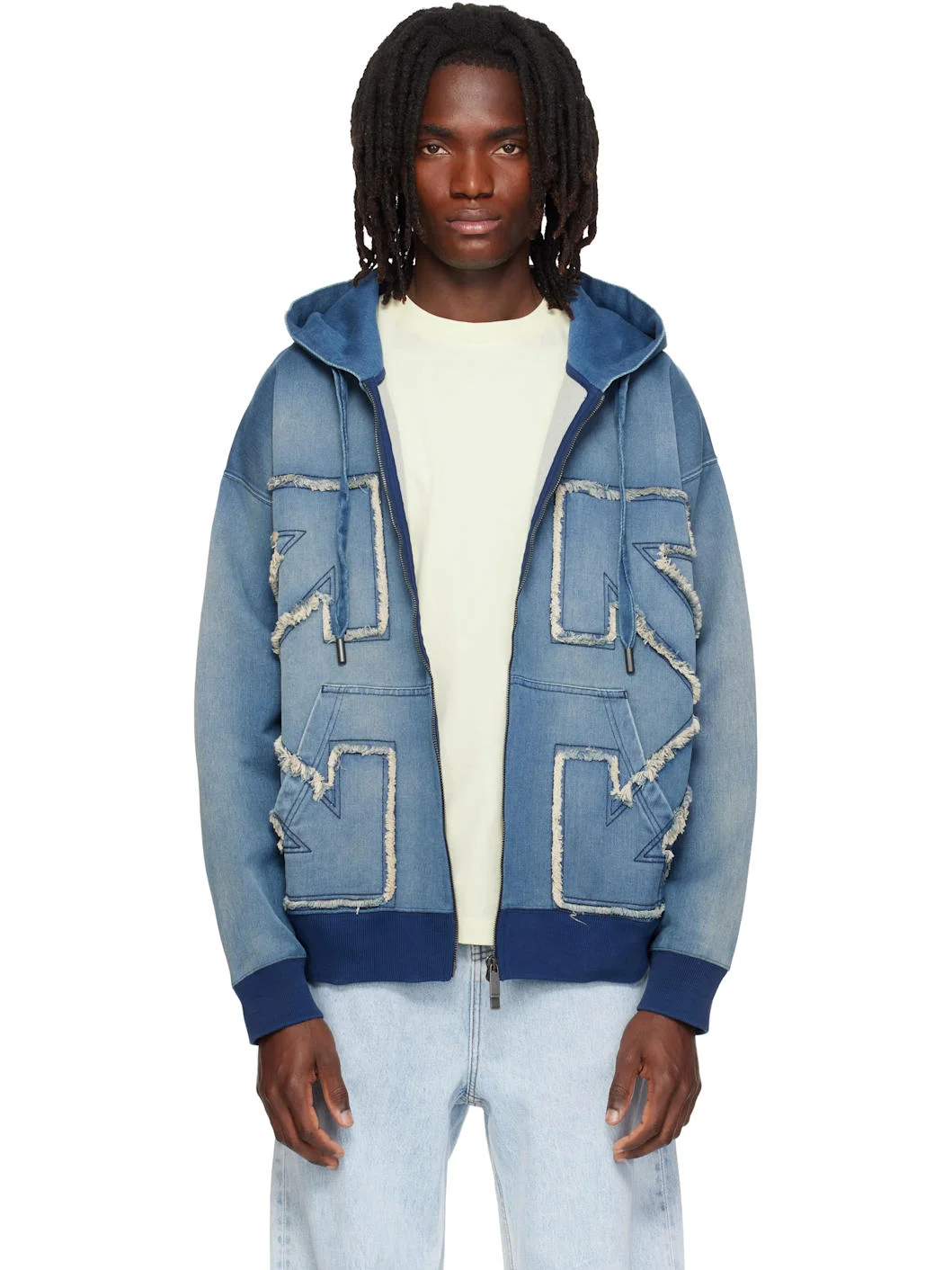 Blue Distressed Arrow Skate Zip Hoodie - 1