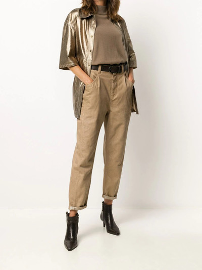 Brunello Cucinelli metallic sheen leather shirt outlook