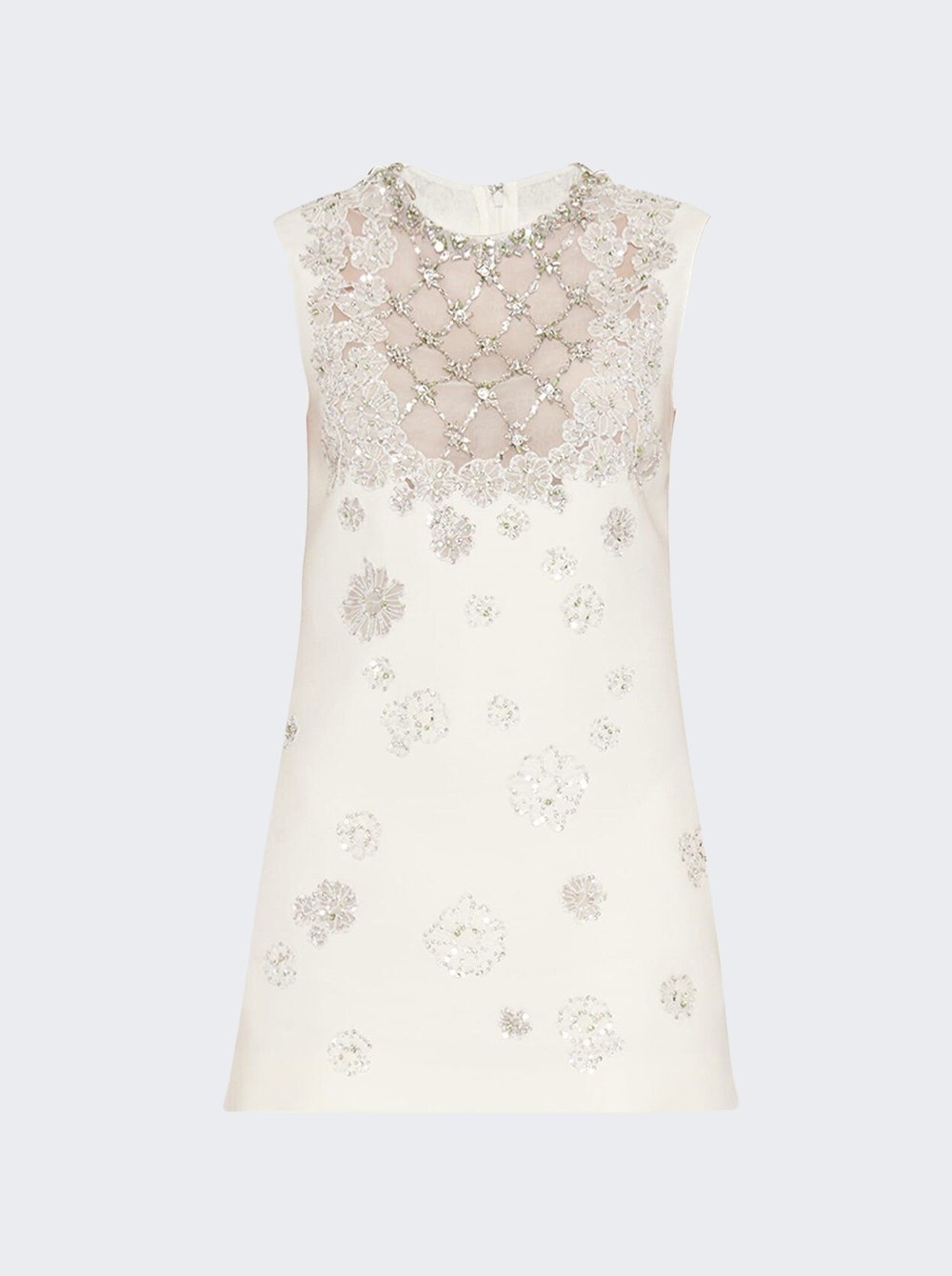 Embroidered Mini Dress White - 1