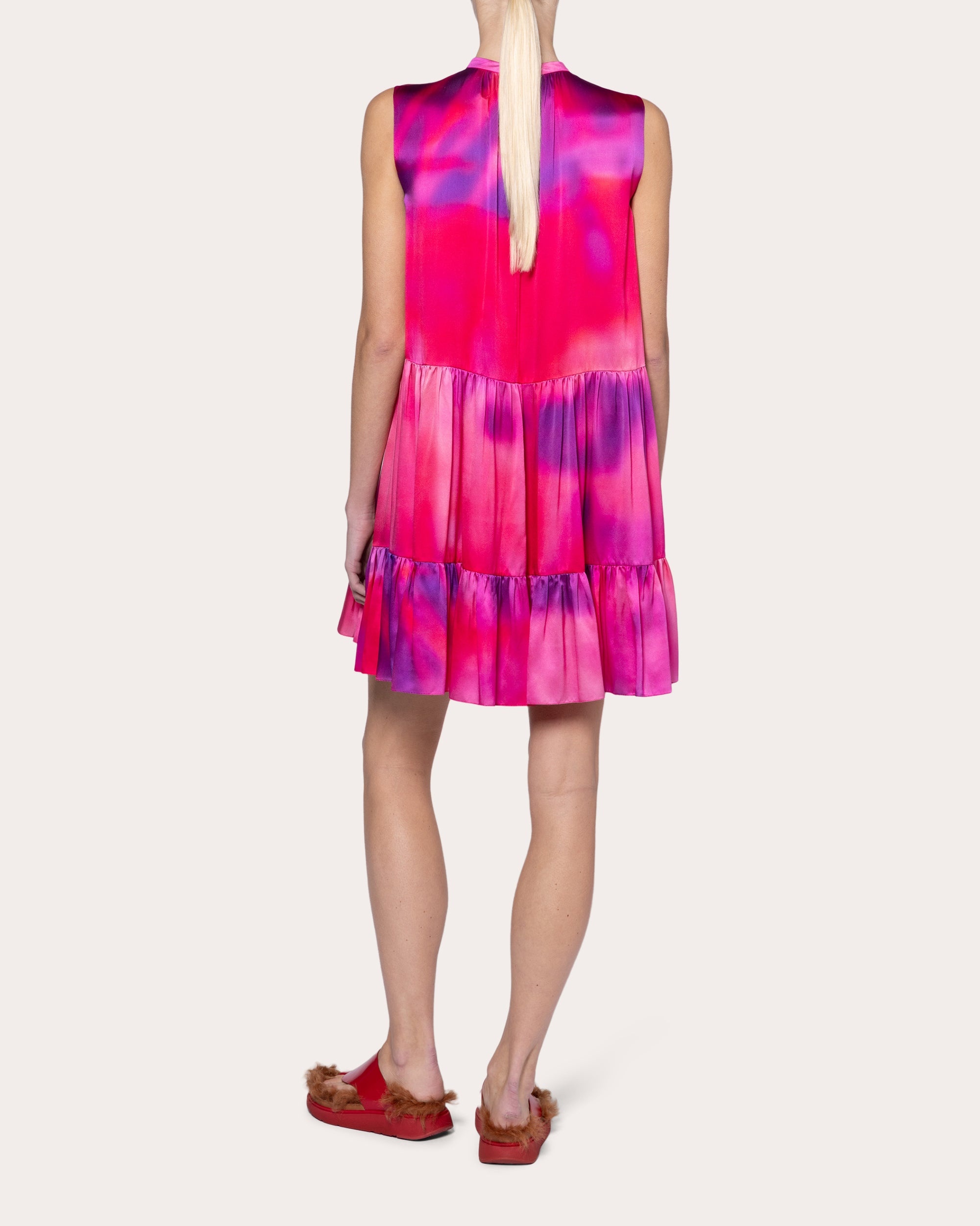 Phinia Abstract Satin Tiered Mini Dress - 2