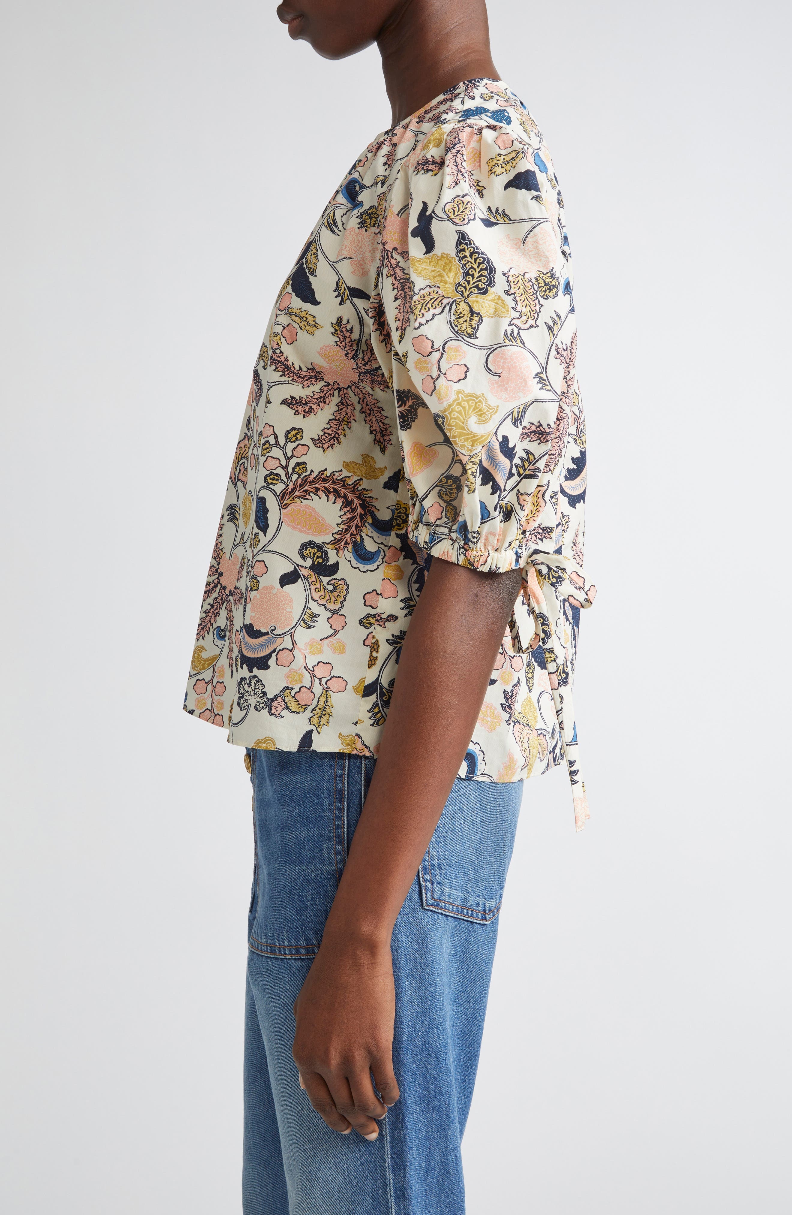 Ulla Johnson Coralie Embroidered Puff Sleeve Top in Magnolia at Nordstrom - 3