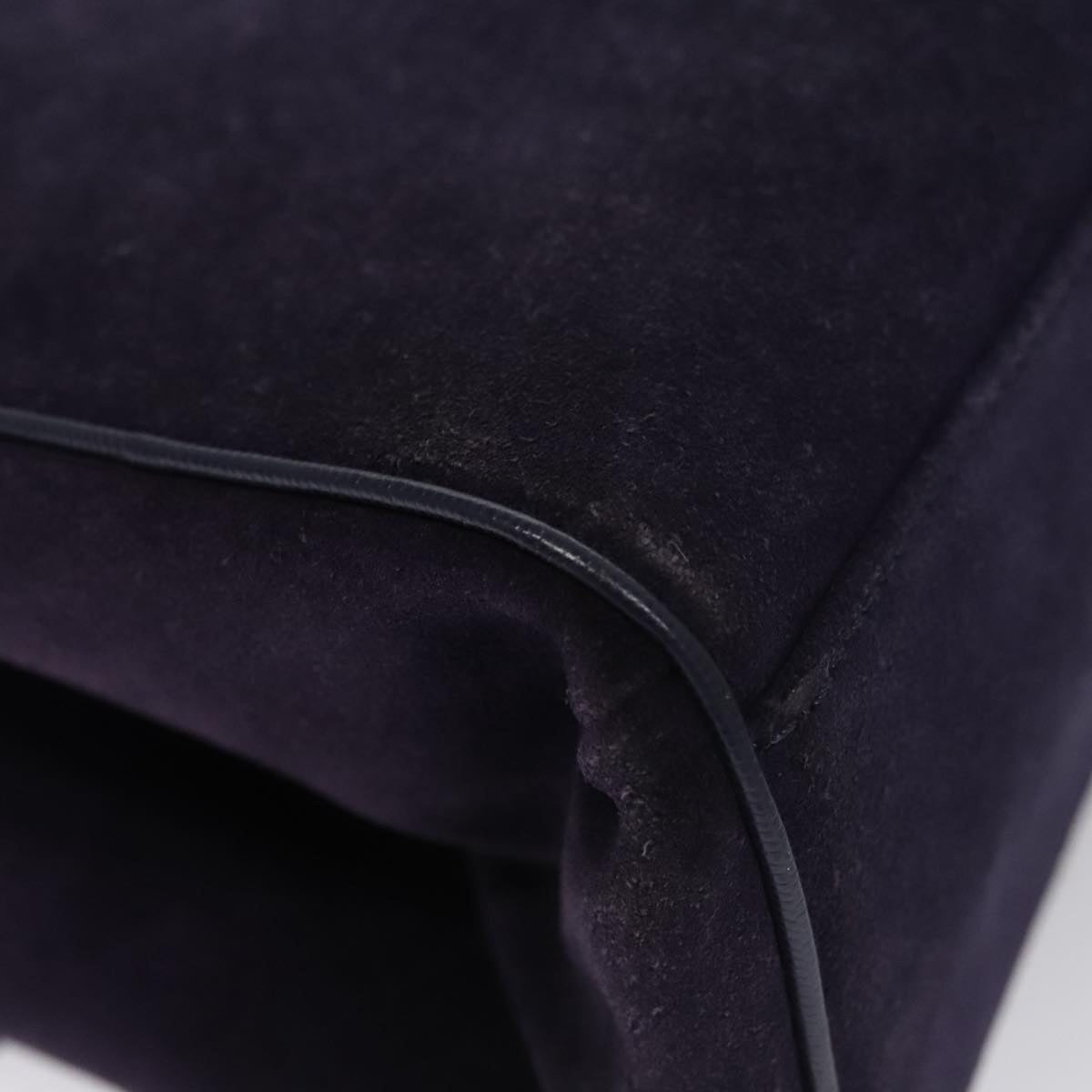 CELINE Hand Bag Suede Leather Purple Gold - 15