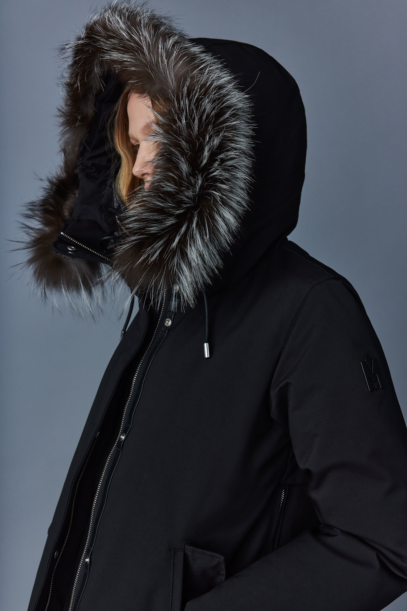 KINSLEE 2-in-1 oversized down parka with bib and silver fox fur - 5