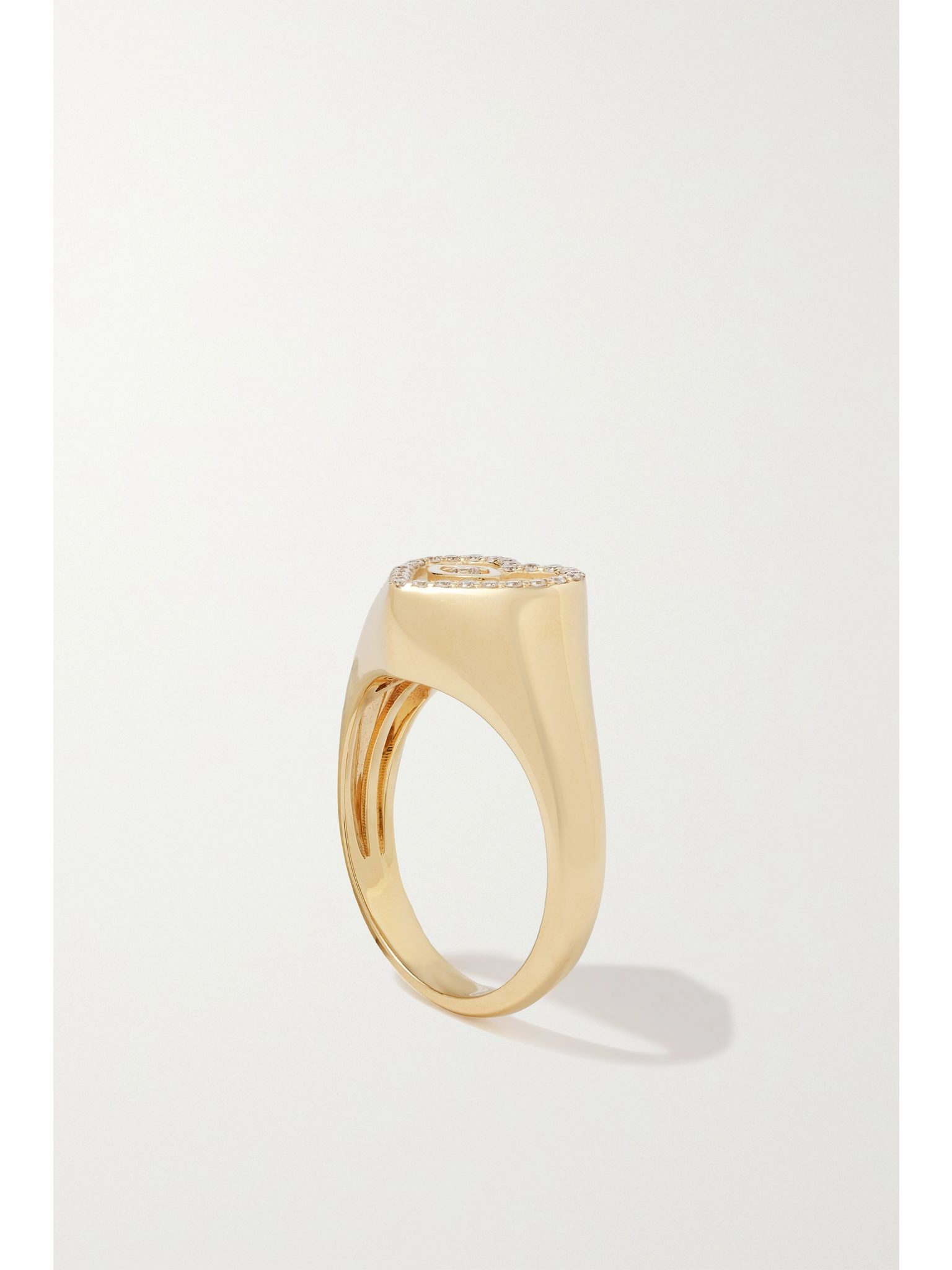 Heart Marquis Eye 14-karat gold diamond signet ring Gold - 5