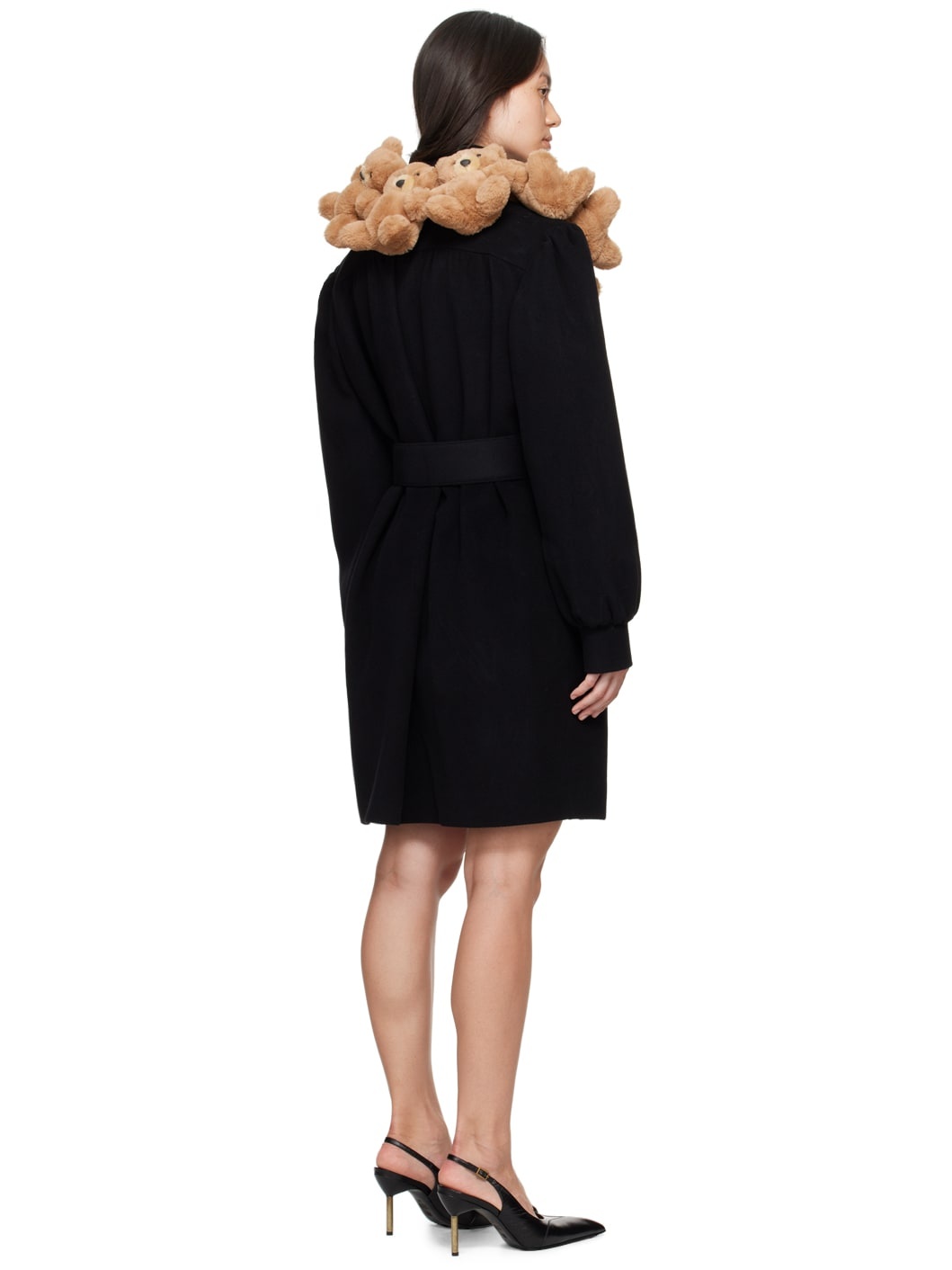 Black Teddy Bear Collar Coat - 3