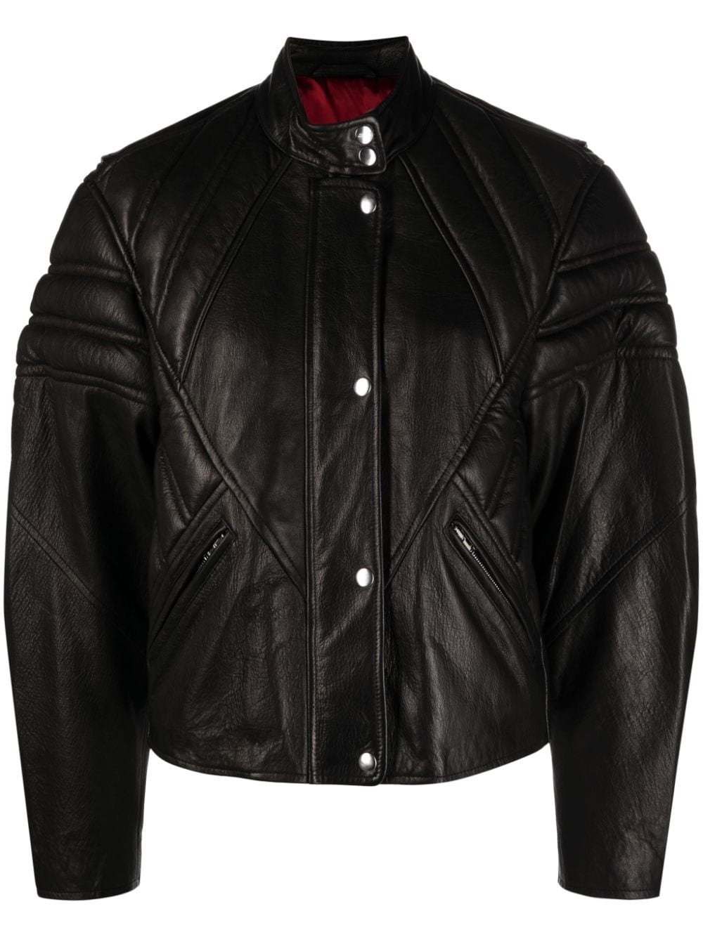 padded-panels leather jacket - 1