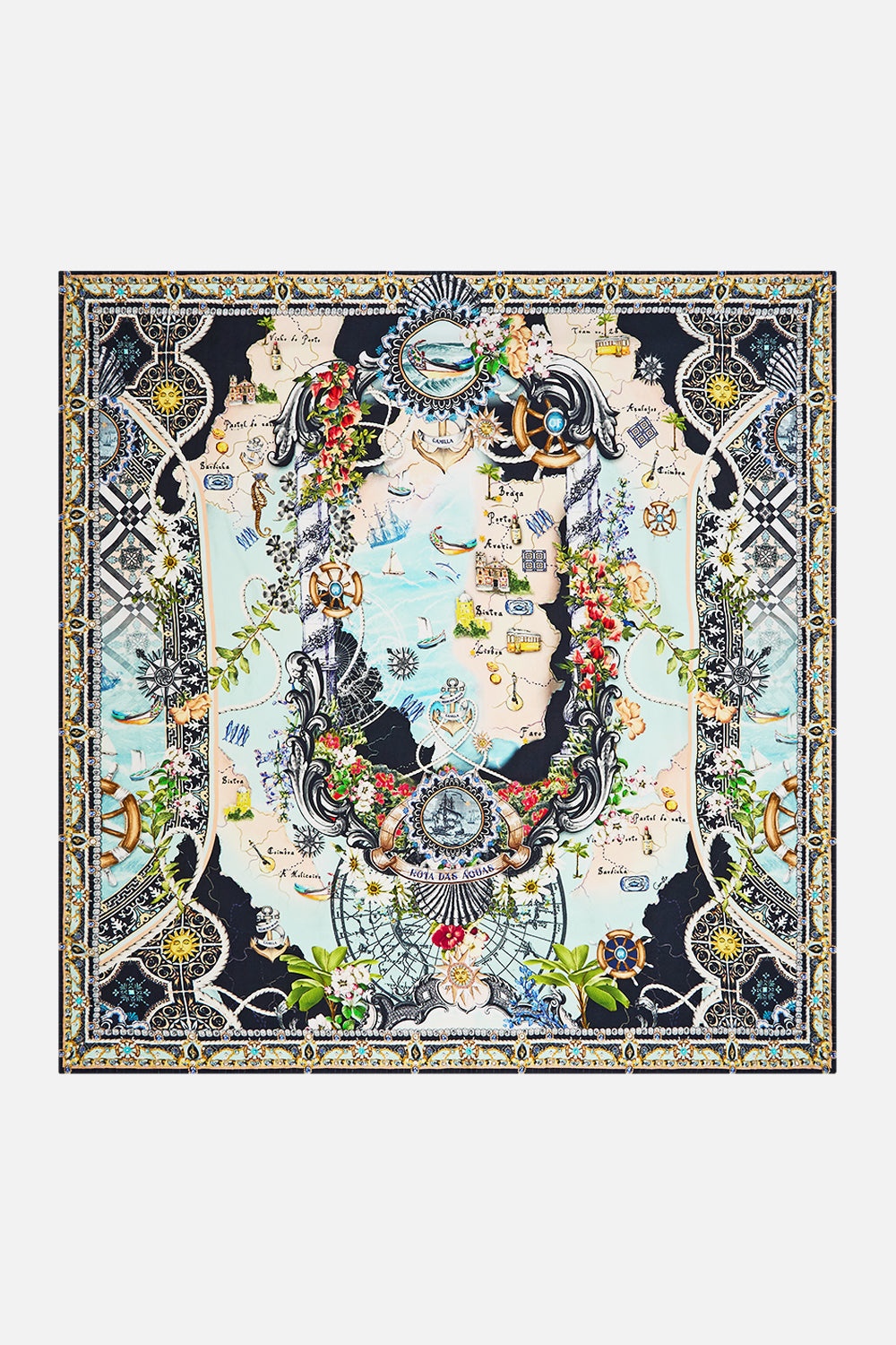 LARGE CRYSTALLED SILK SQUARE SCARF - 2