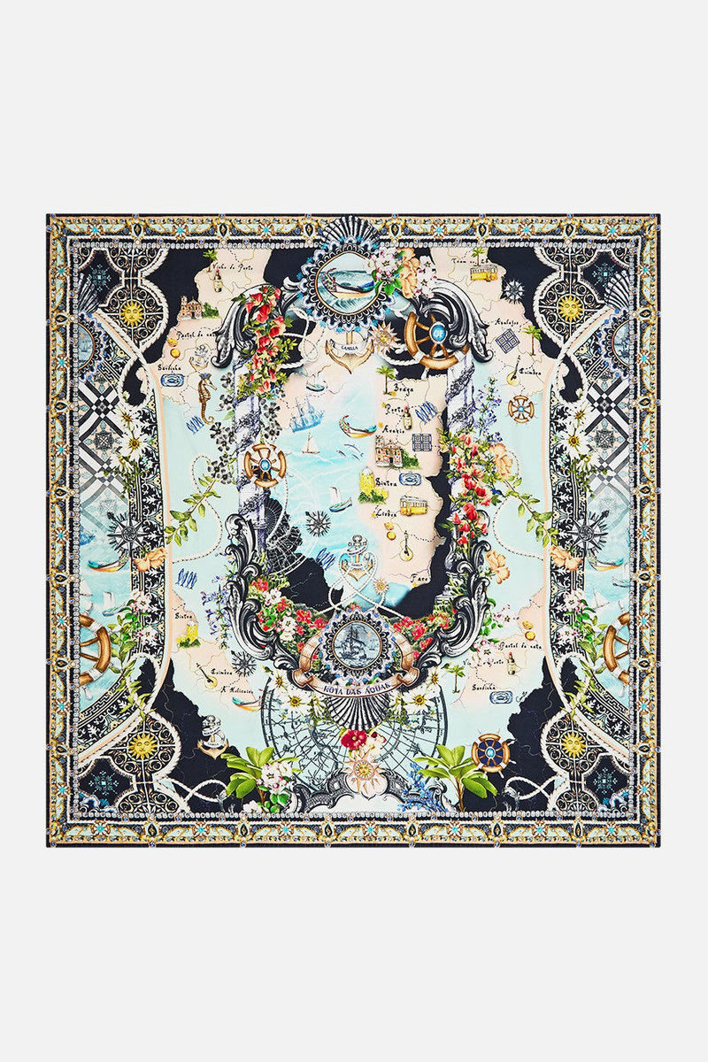 CAMILLA LARGE CRYSTALLED SILK SQUARE SCARF outlook