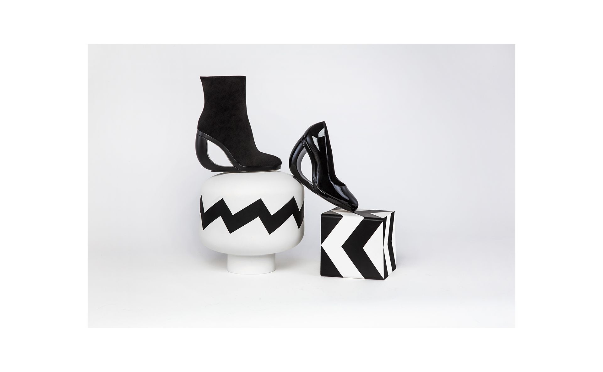 Black Suede Cut-Out Heel Boots - 5