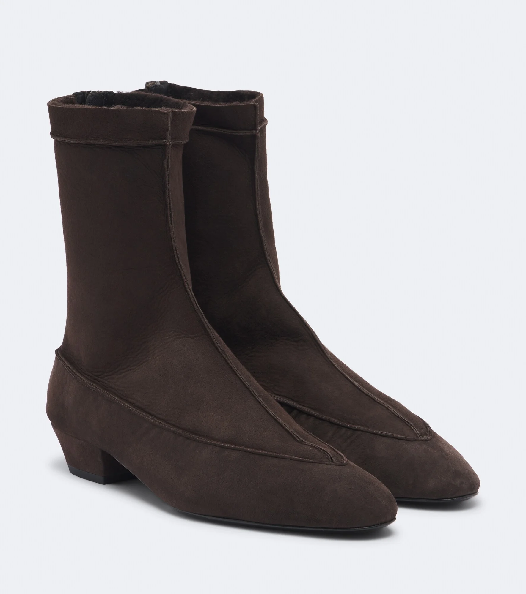 Shearling-lined suede ankle boots - 1