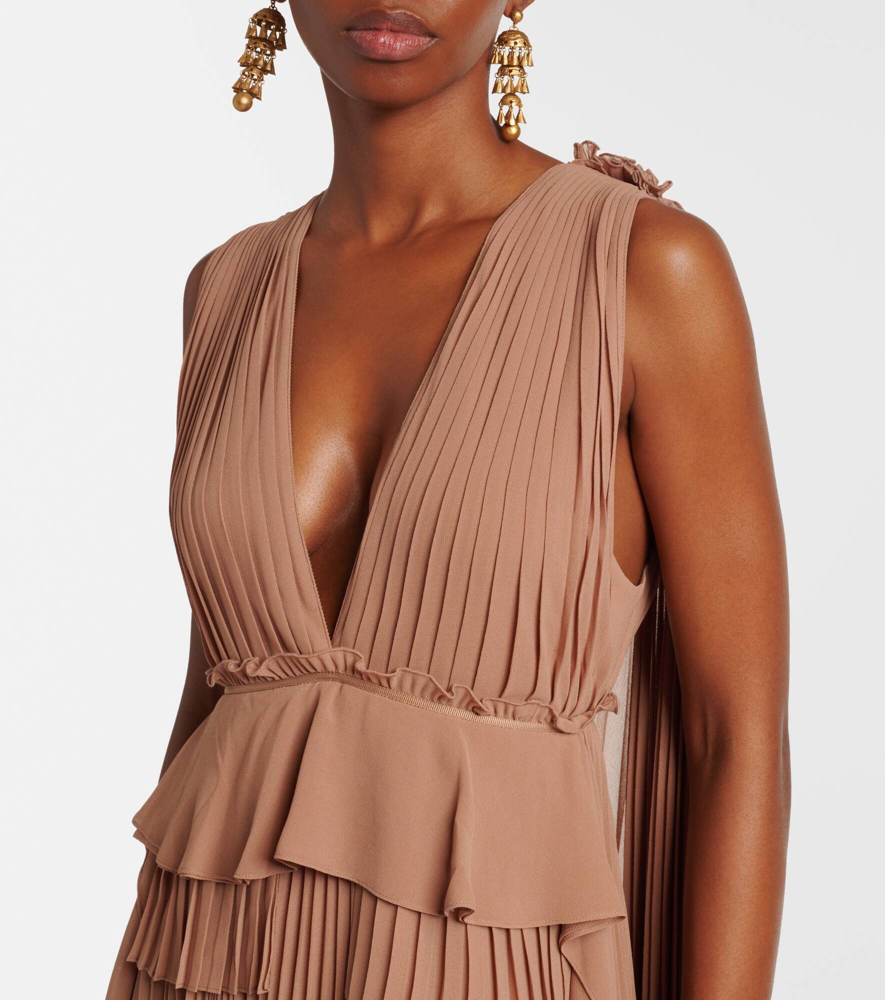 Memento plissé caped maxi dress - 4