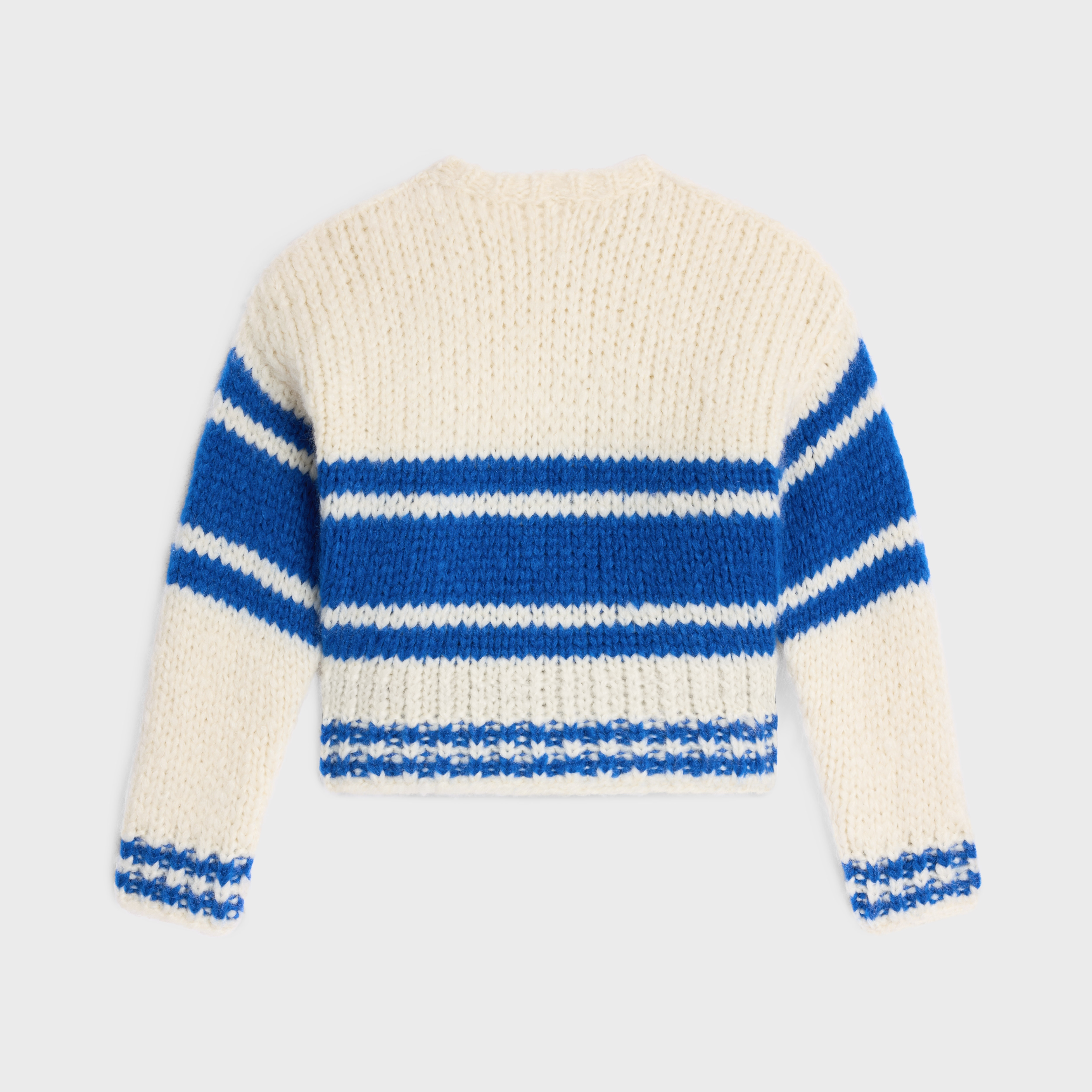 striped crew neck sweater in chunky mohair and wool - 2
