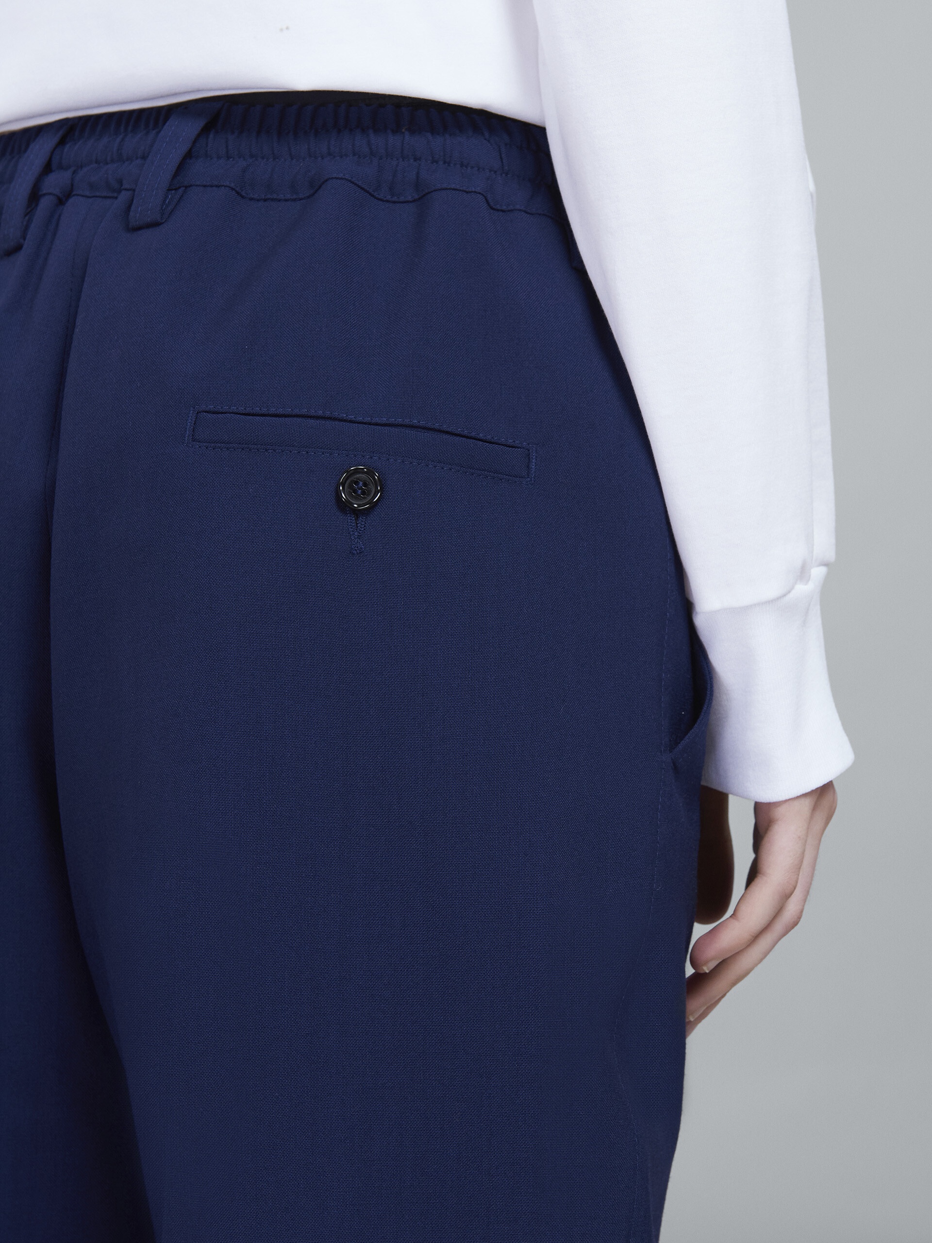 BLUE TROPICAL WOOL CROPPED PANTS - 4