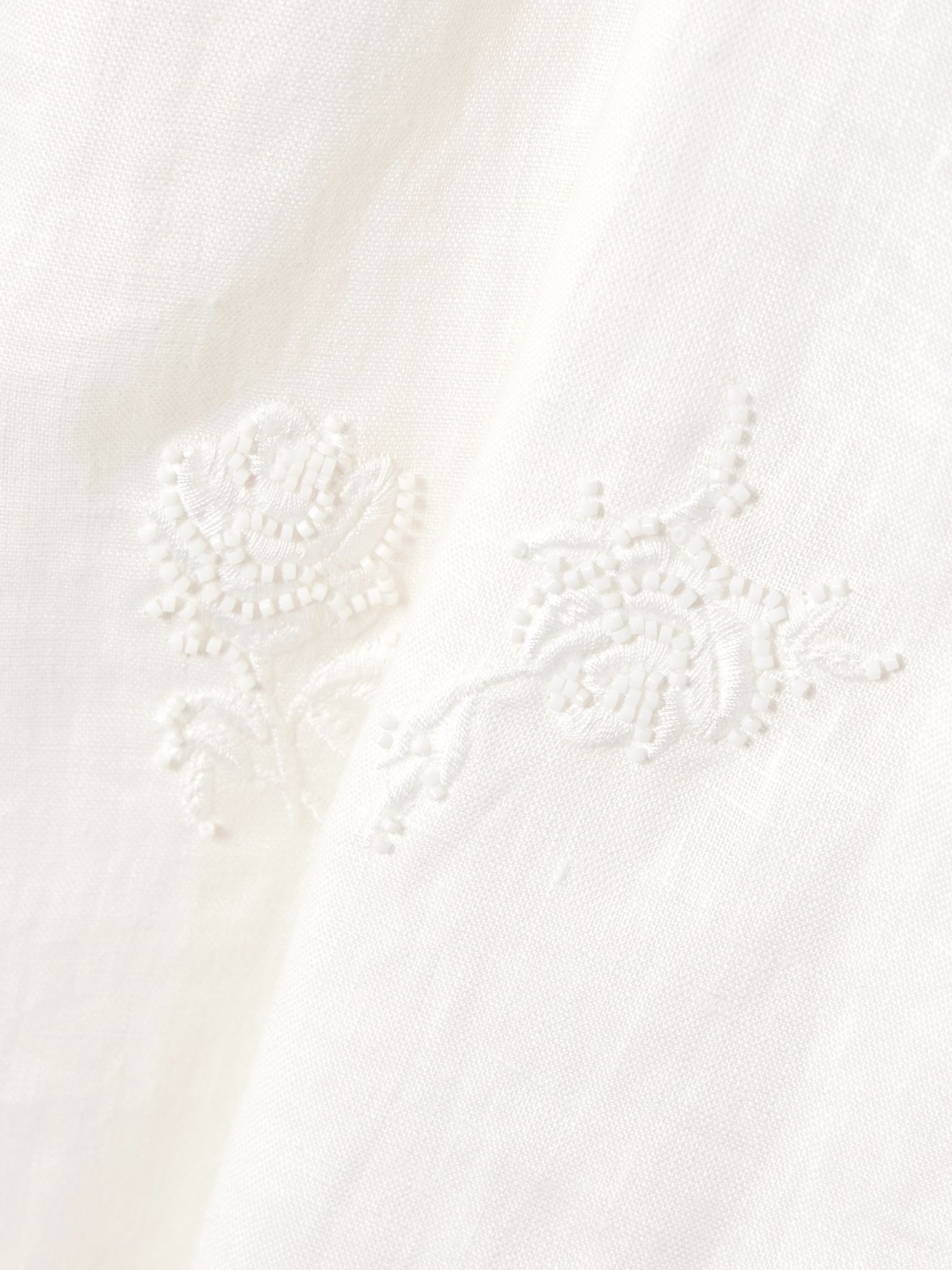 Alessandra twist-front embroidered linen halterneck midi dress White - 4