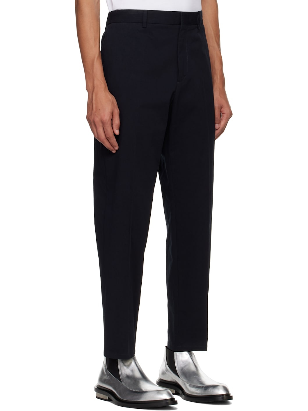Navy Tapered Trousers - 2