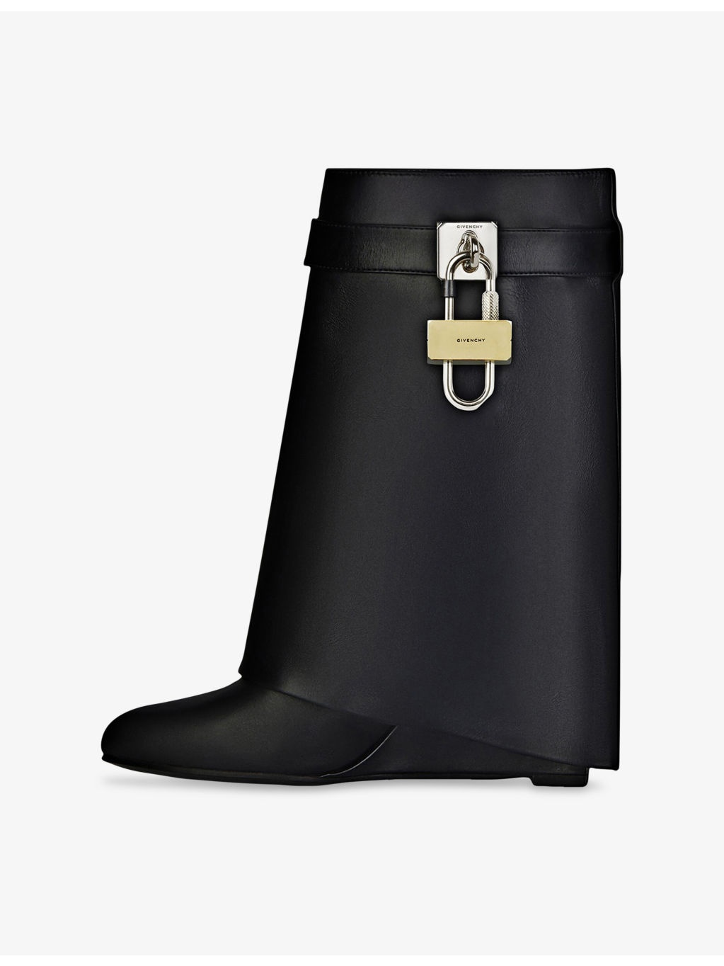 Shark Lock Leather Heeled Ankle Boots - 2