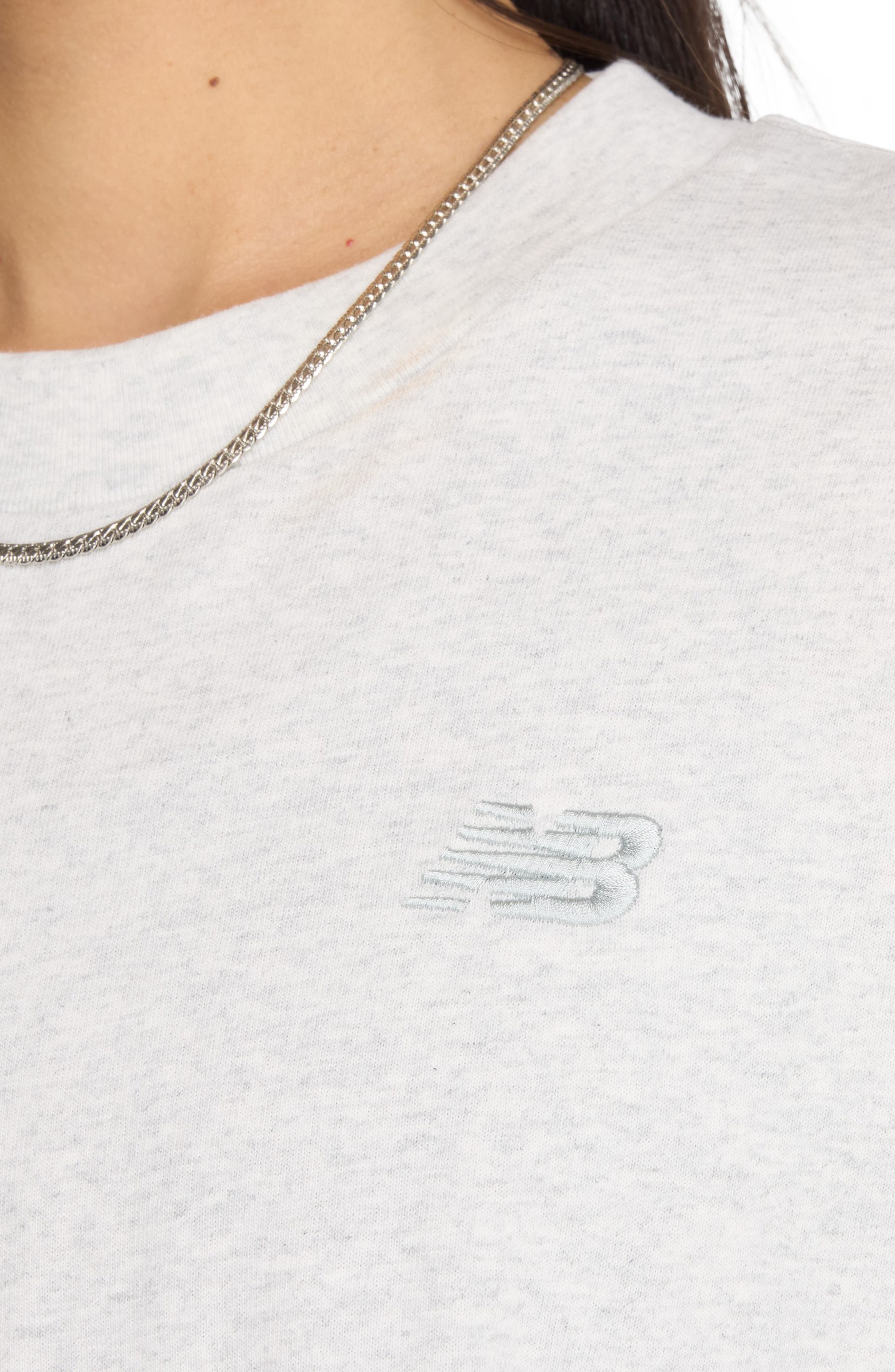New Balance Oversize Crop Cotton Jersey T-Shirt in Ash Heather at Nordstrom - 8