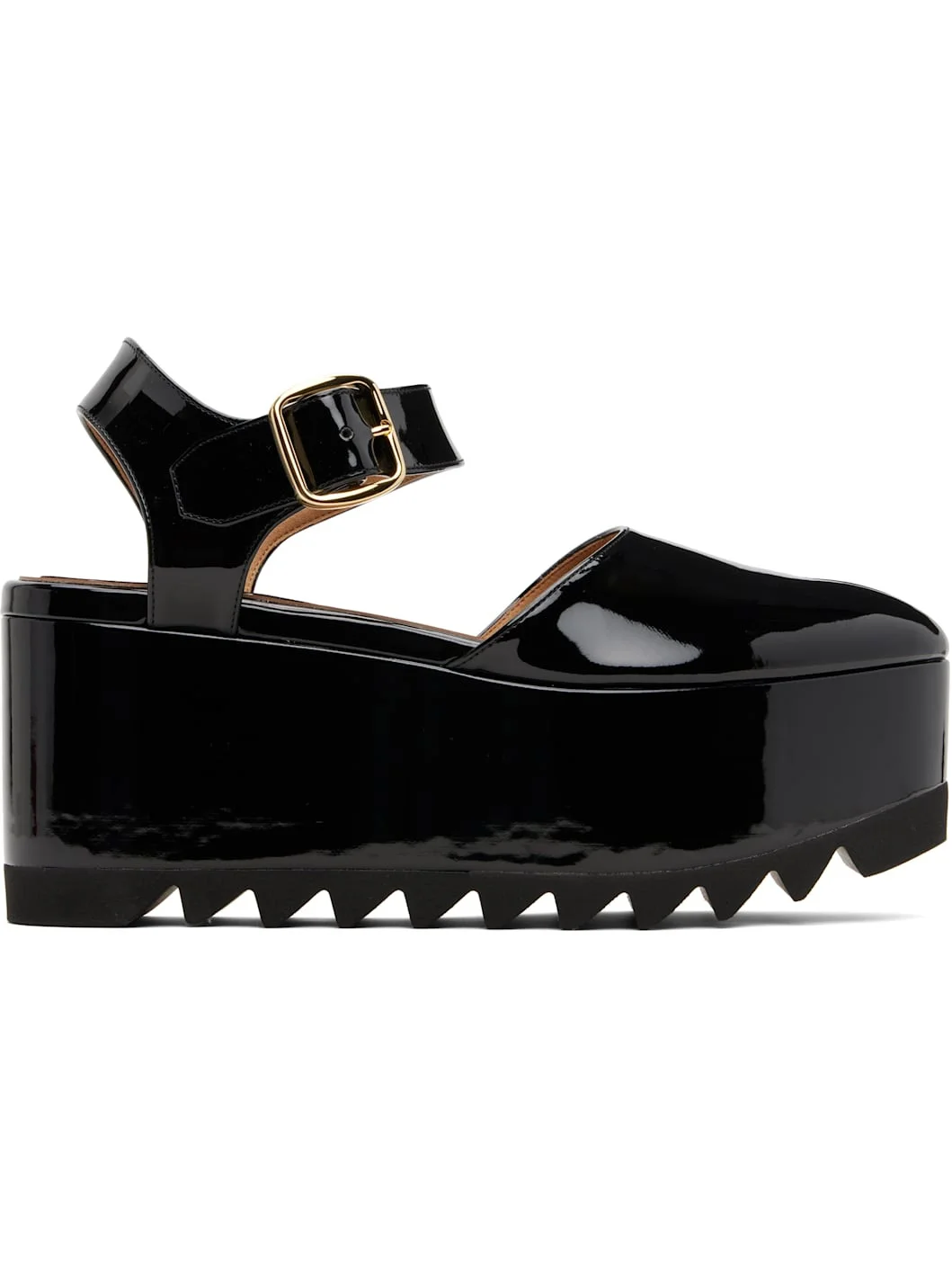 Black Elyse Patent Platform Sandals - 1