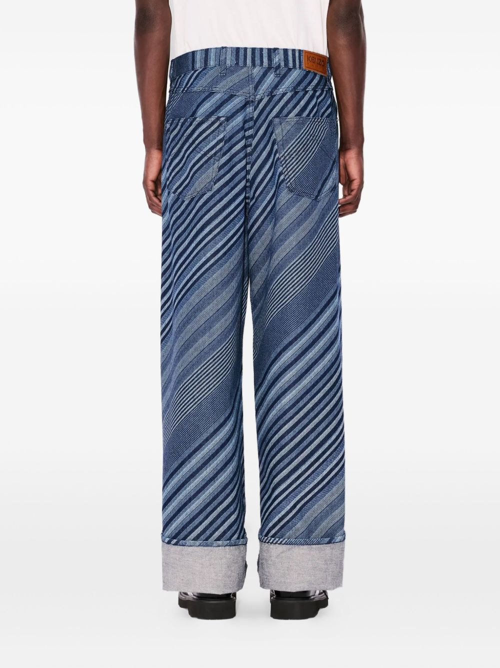 DIAGONAL STRIPE COTTON TROUSERS - 5