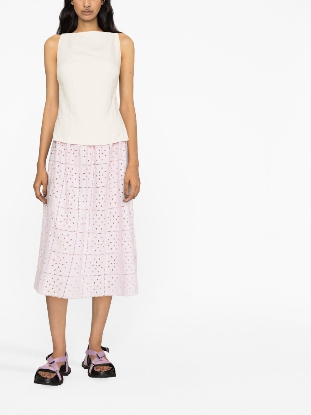 broderie-anglaise straight skirt - 3