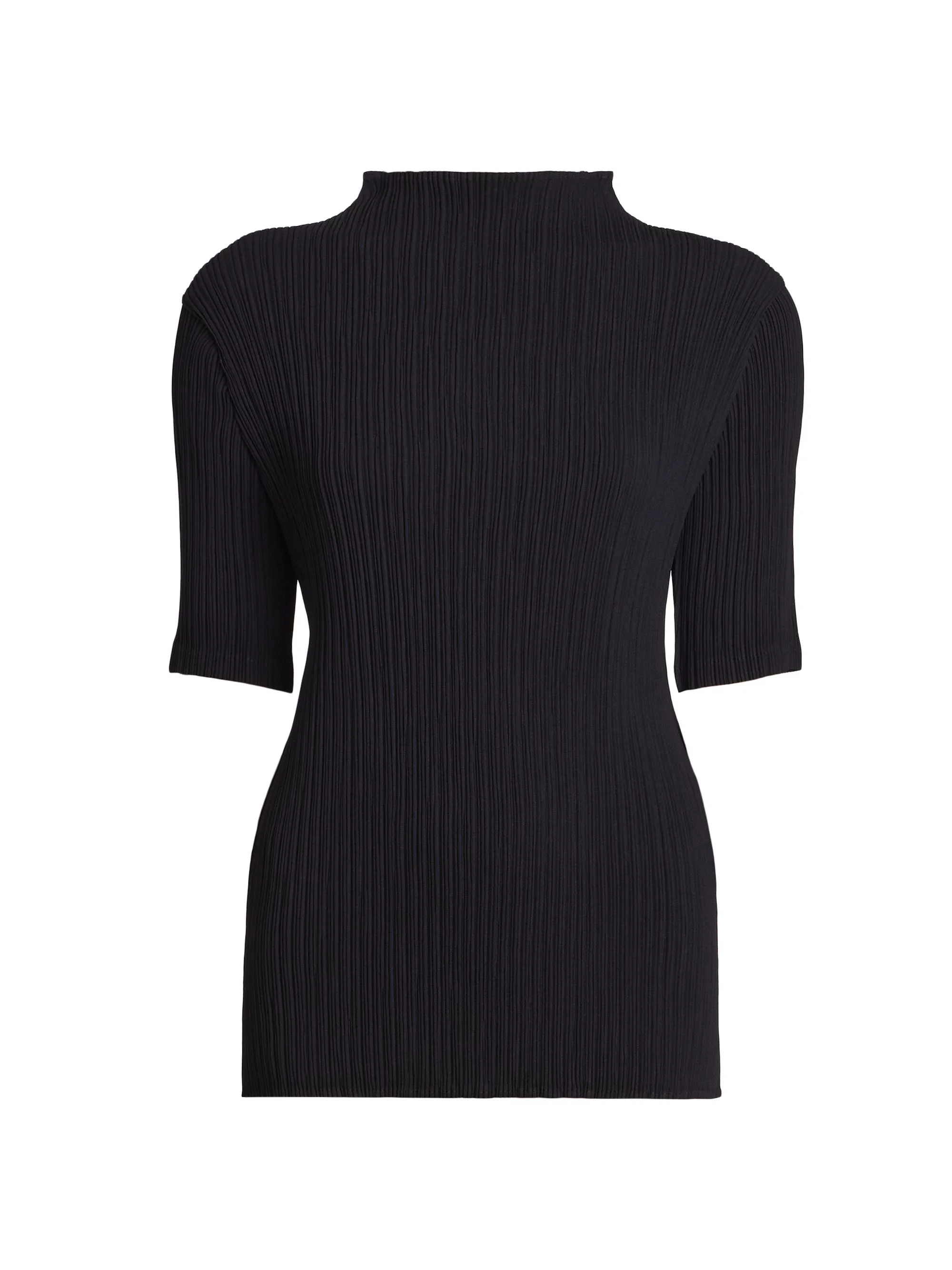 Women's Hatching Pleats Top - Black - 1