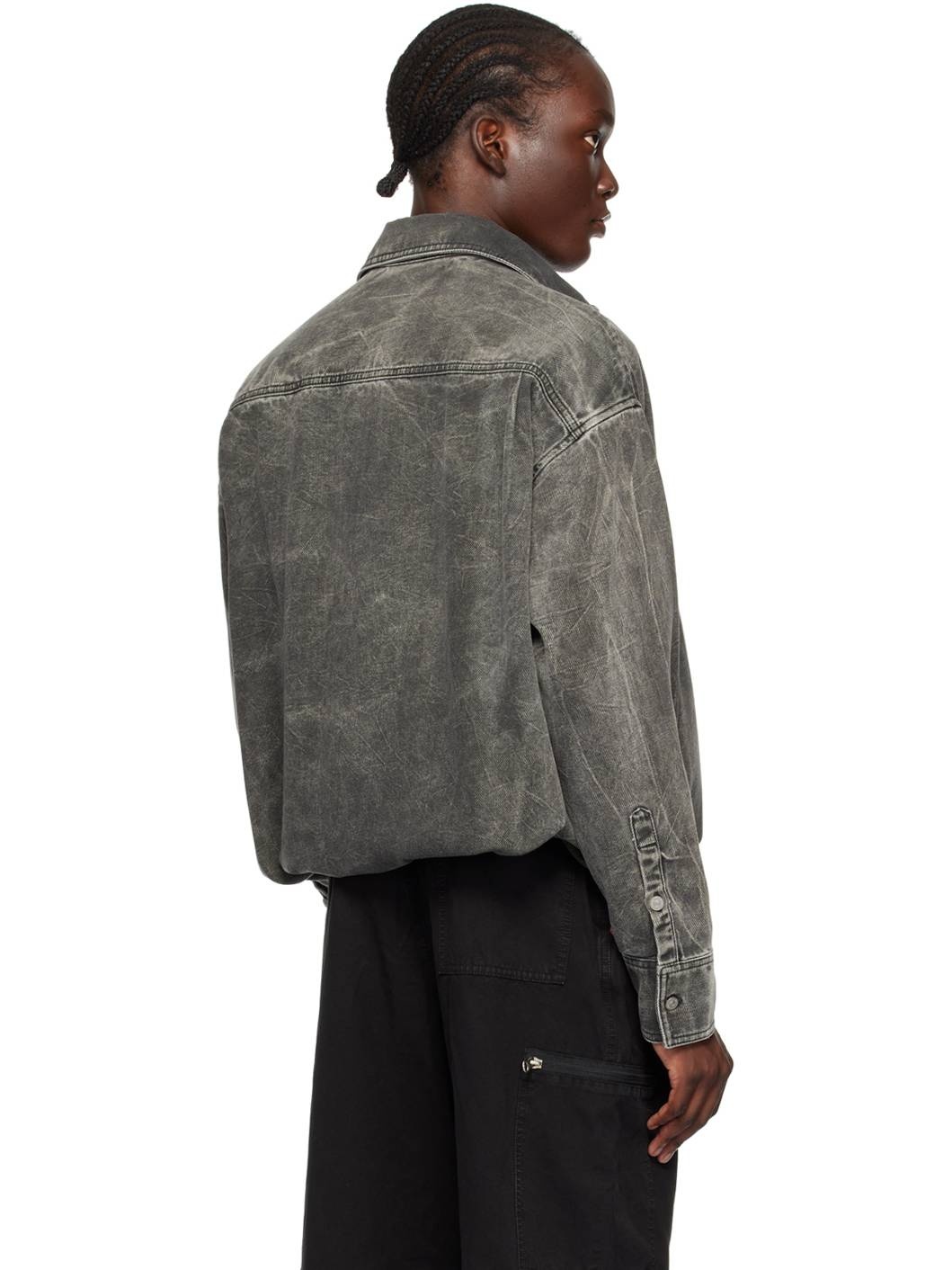 Gray Pittsburgh Crease Denim Shirt - 3