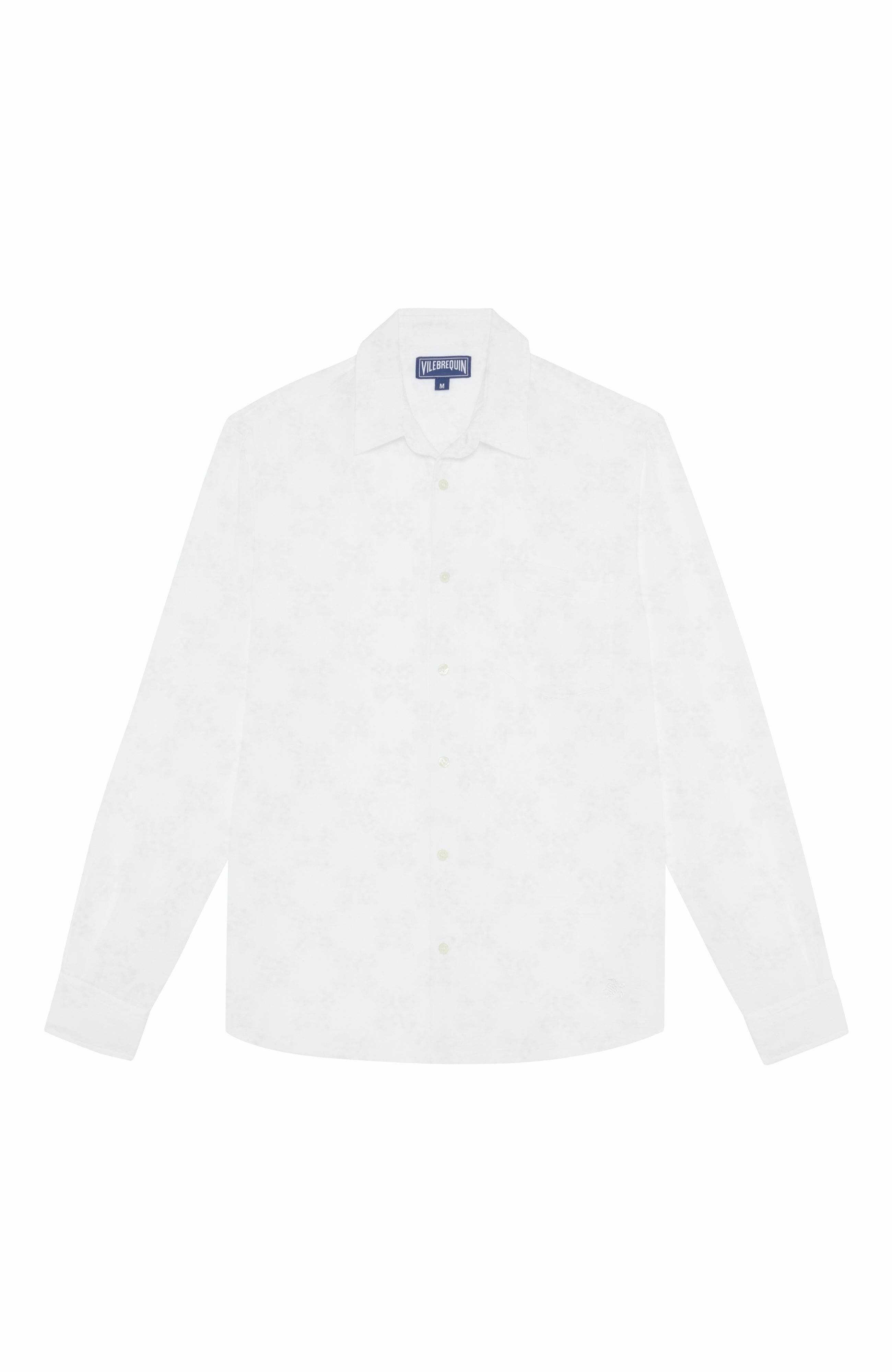 Vilebrequin Men's Solid Linen and Cotton Shirt in Blanc at Nordstrom - 2
