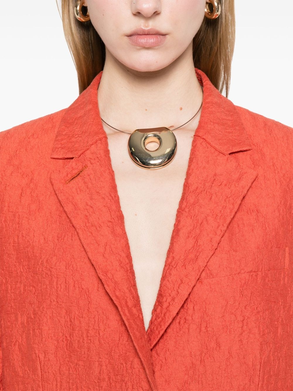 crinkled shoulder-pads blazer - 5