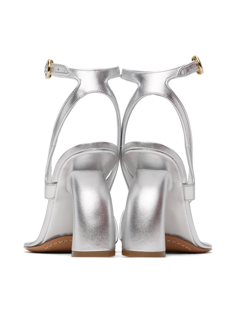 Silver Leather Heeled Sandals 2