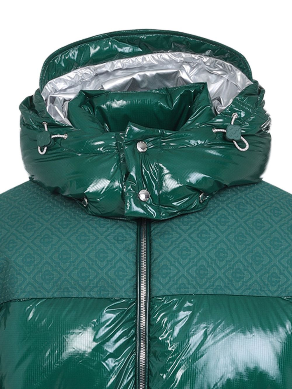 high-shine patterned-panel puffer jacket - 3