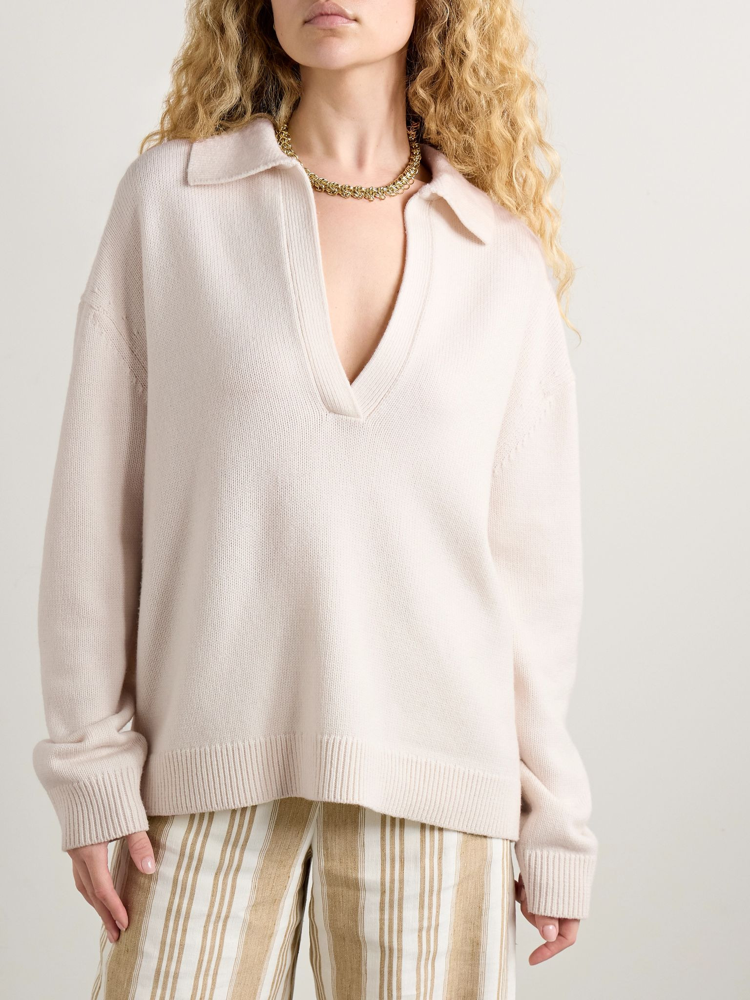 Cashmere polo sweater Ivory - 3