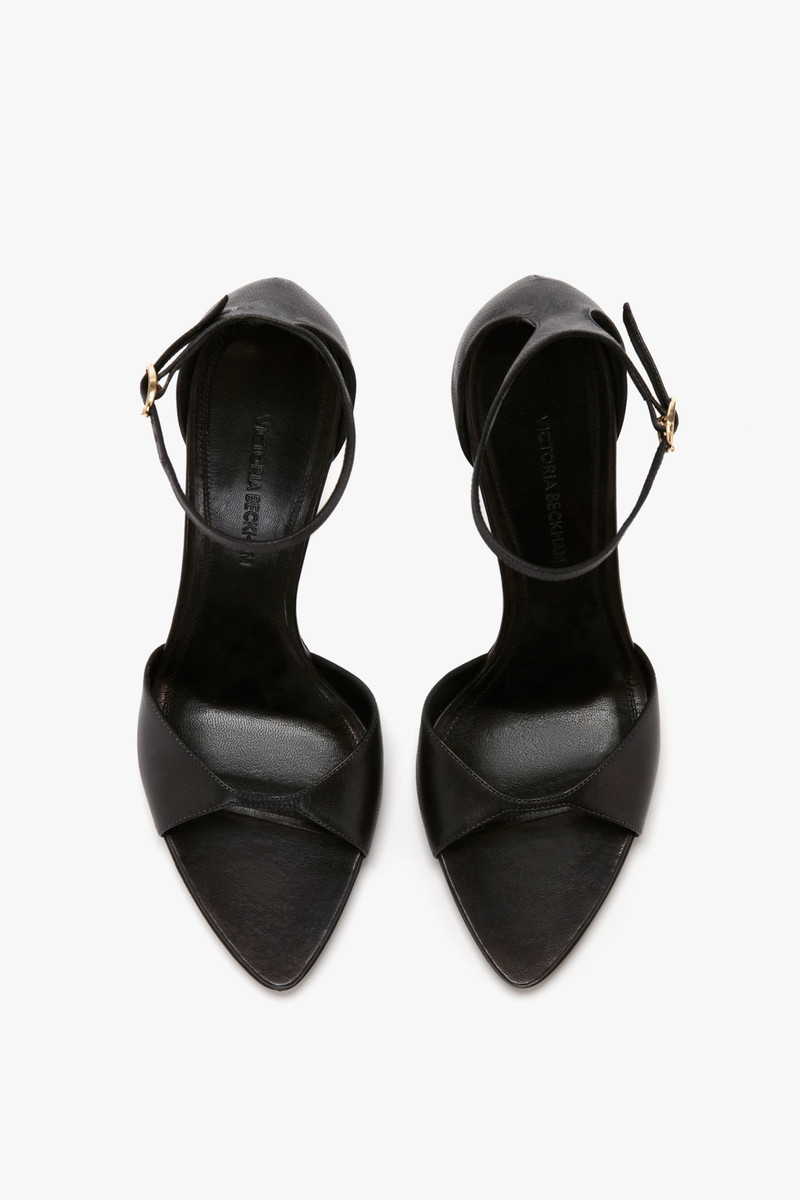 Victoria Beckham Pointy Toe Stiletto Sandal in Black Leather outlook