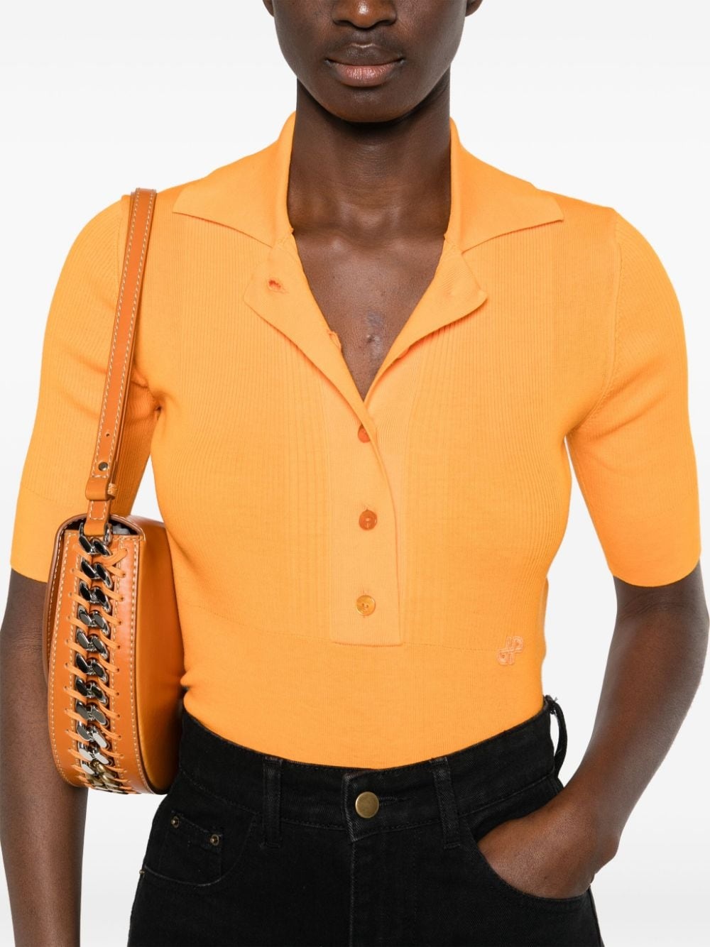 ribbed short-sleeve polo top - 5