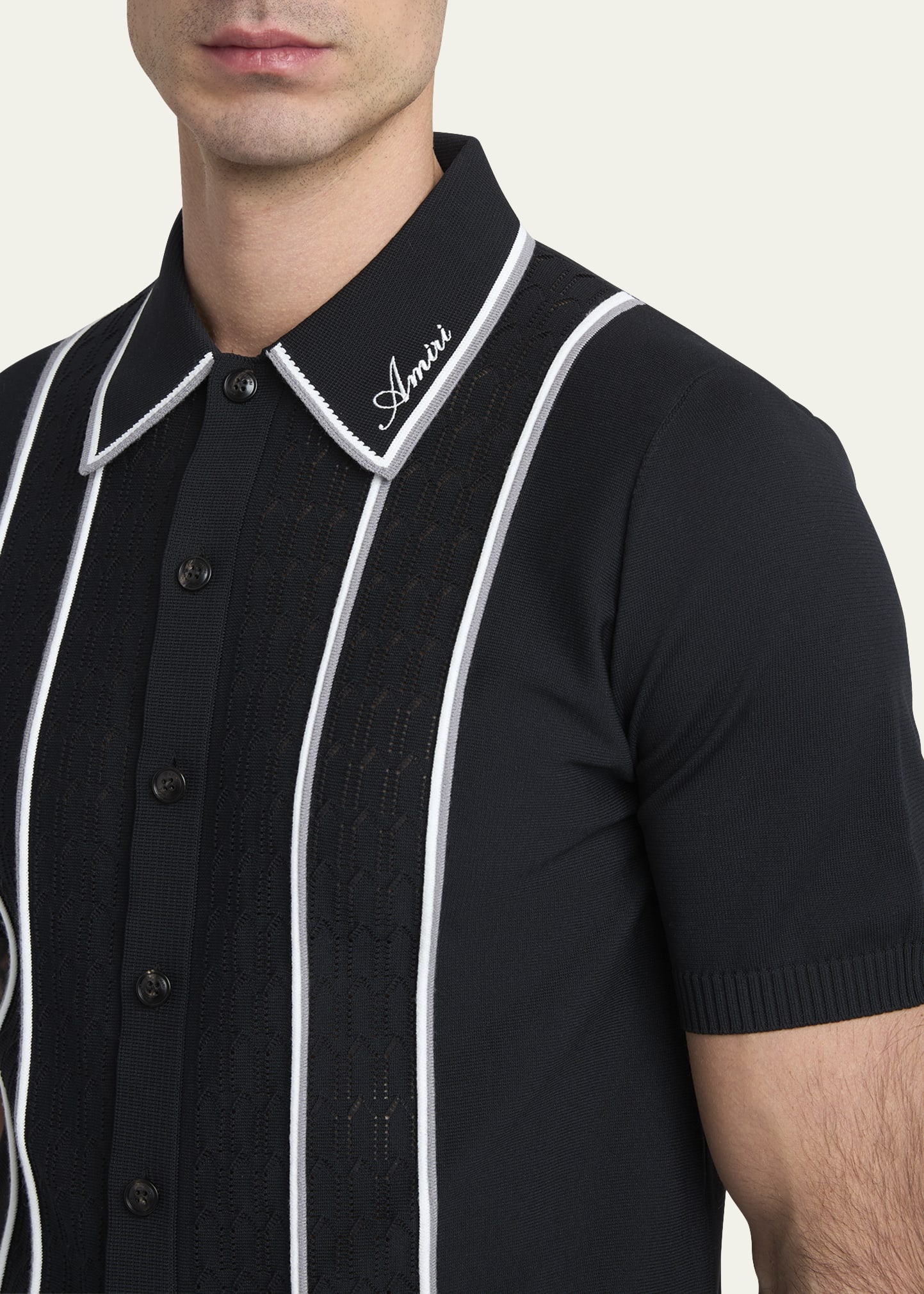 Men's Button-Front Script Stripe Shirt - 5