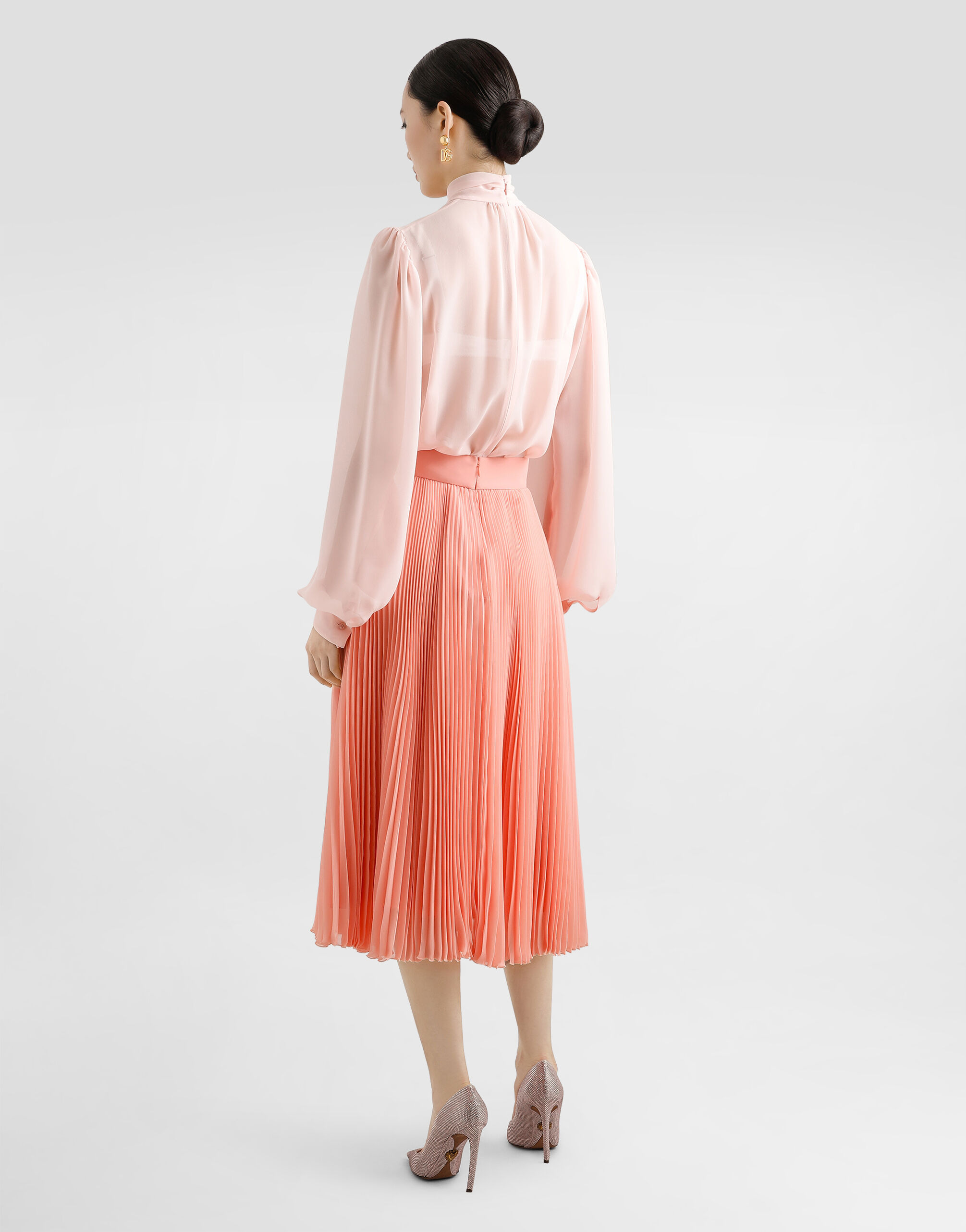 Long pleated chiffon skirt - 3
