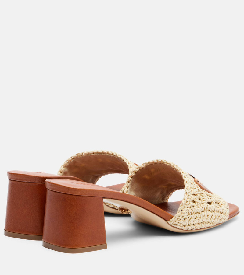 VERSACE Logo raffia and leather mules outlook